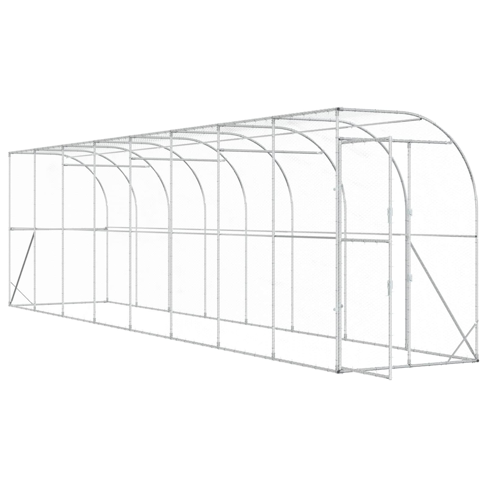 Gabbia per Polli Contro il Muro Argento 600 x 150 x 215 cm