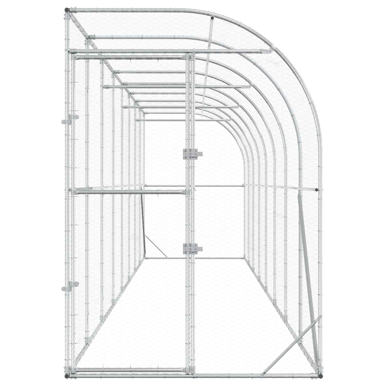Gabbia per Polli Contro il Muro Argento 600 x 150 x 215 cm