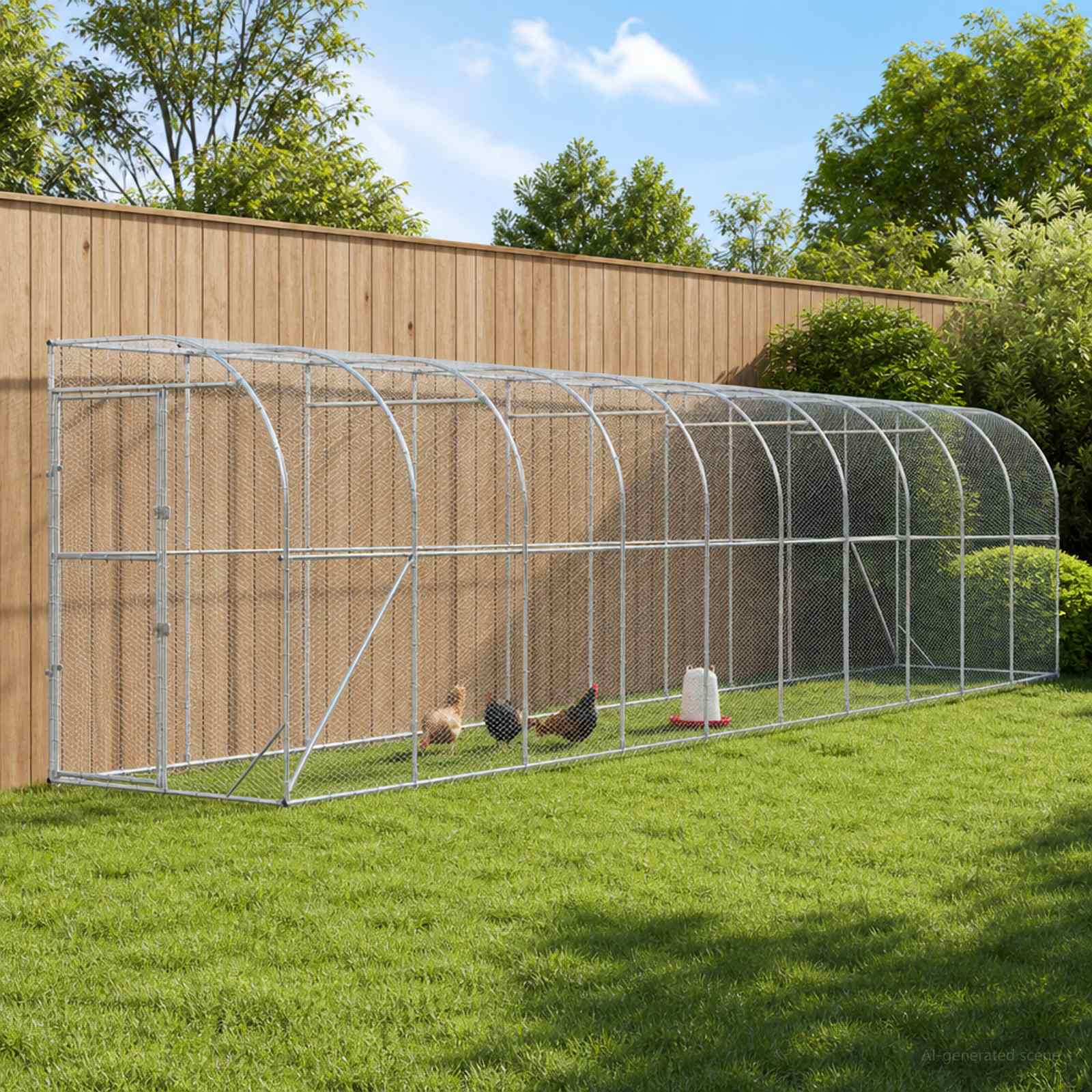 Gabbia per Polli Contro il Muro Argento 600 x 150 x 215 cm