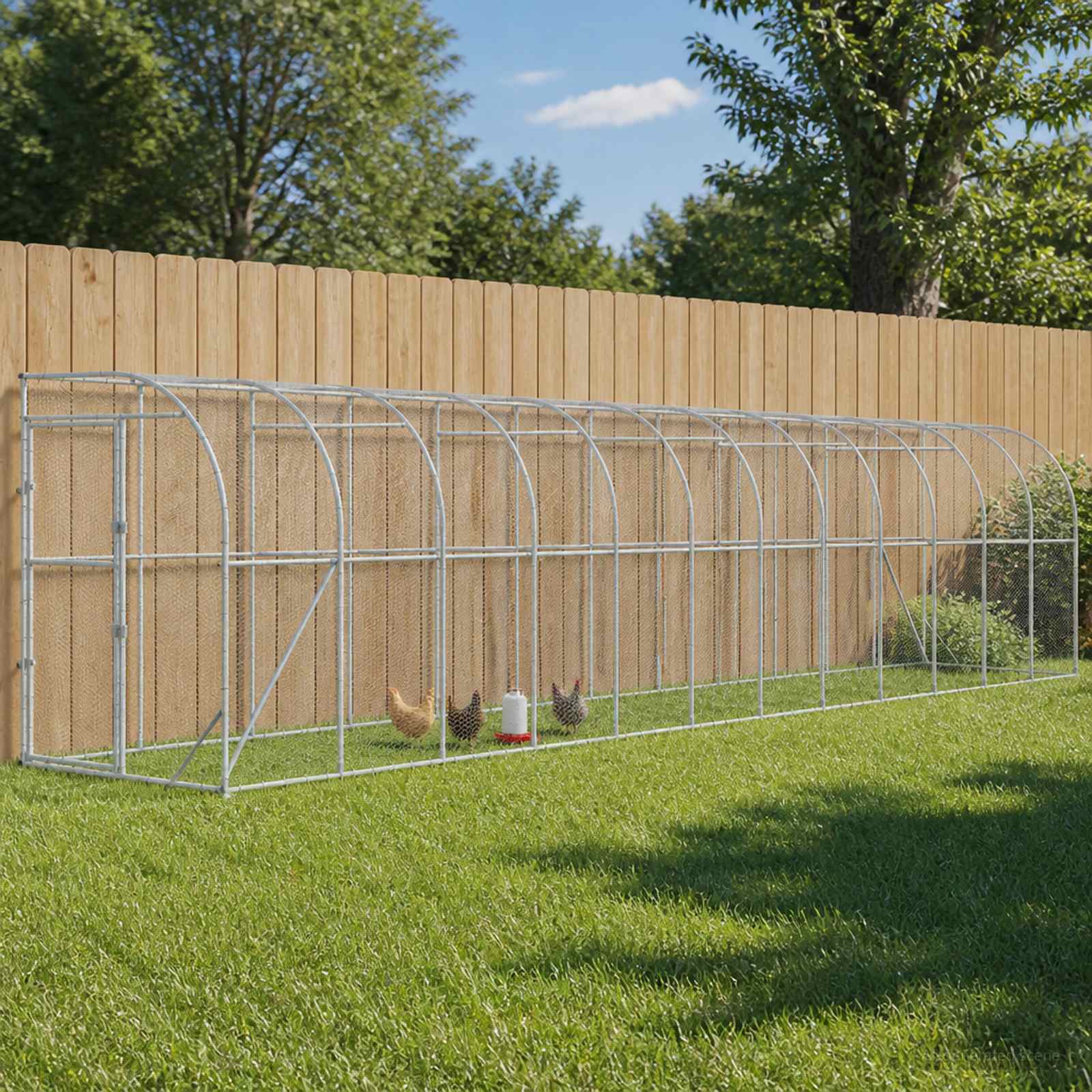 Gabbia per Polli Contro il Muro Argento 600 x 150 x 215 cm