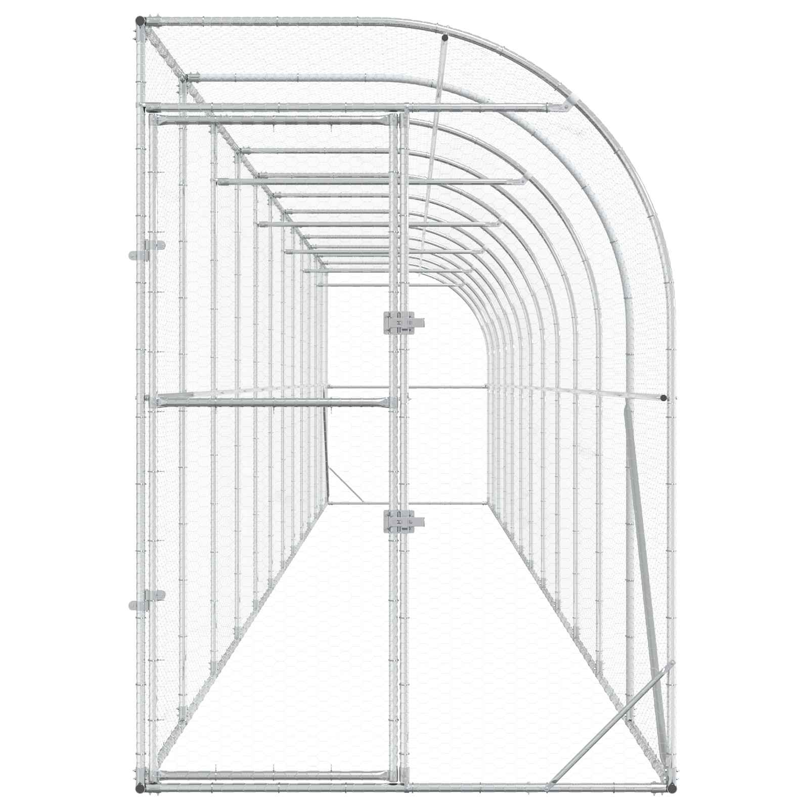 Gabbia per Polli Contro il Muro Argento 600 x 150 x 215 cm