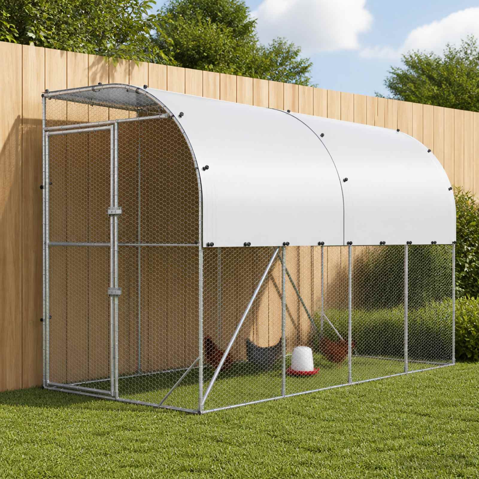 Gabbia per Polli Contro il Muro Argento 600 x 150 x 215 cm