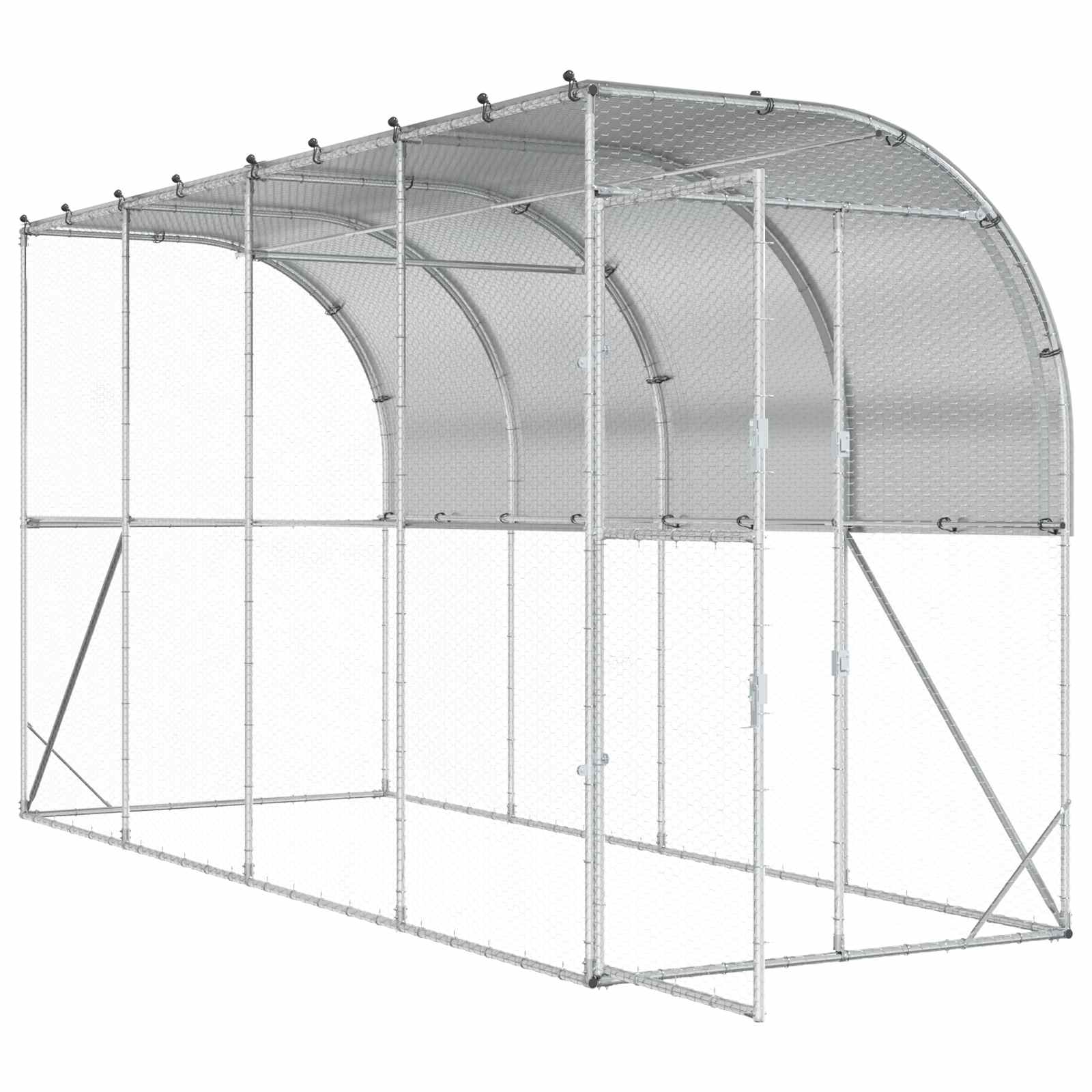 Gabbia per Polli Contro il Muro Argento 600 x 150 x 215 cm