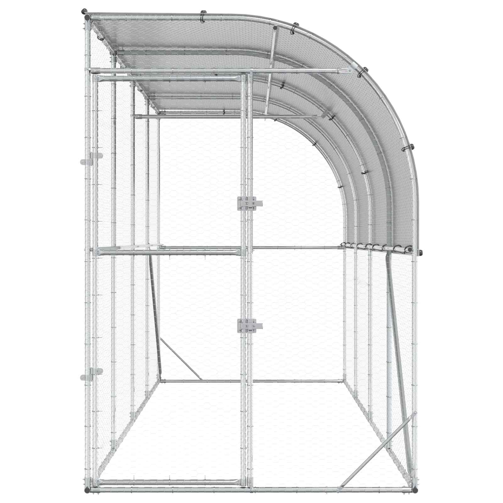 Gabbia per Polli Contro il Muro Argento 600 x 150 x 215 cm