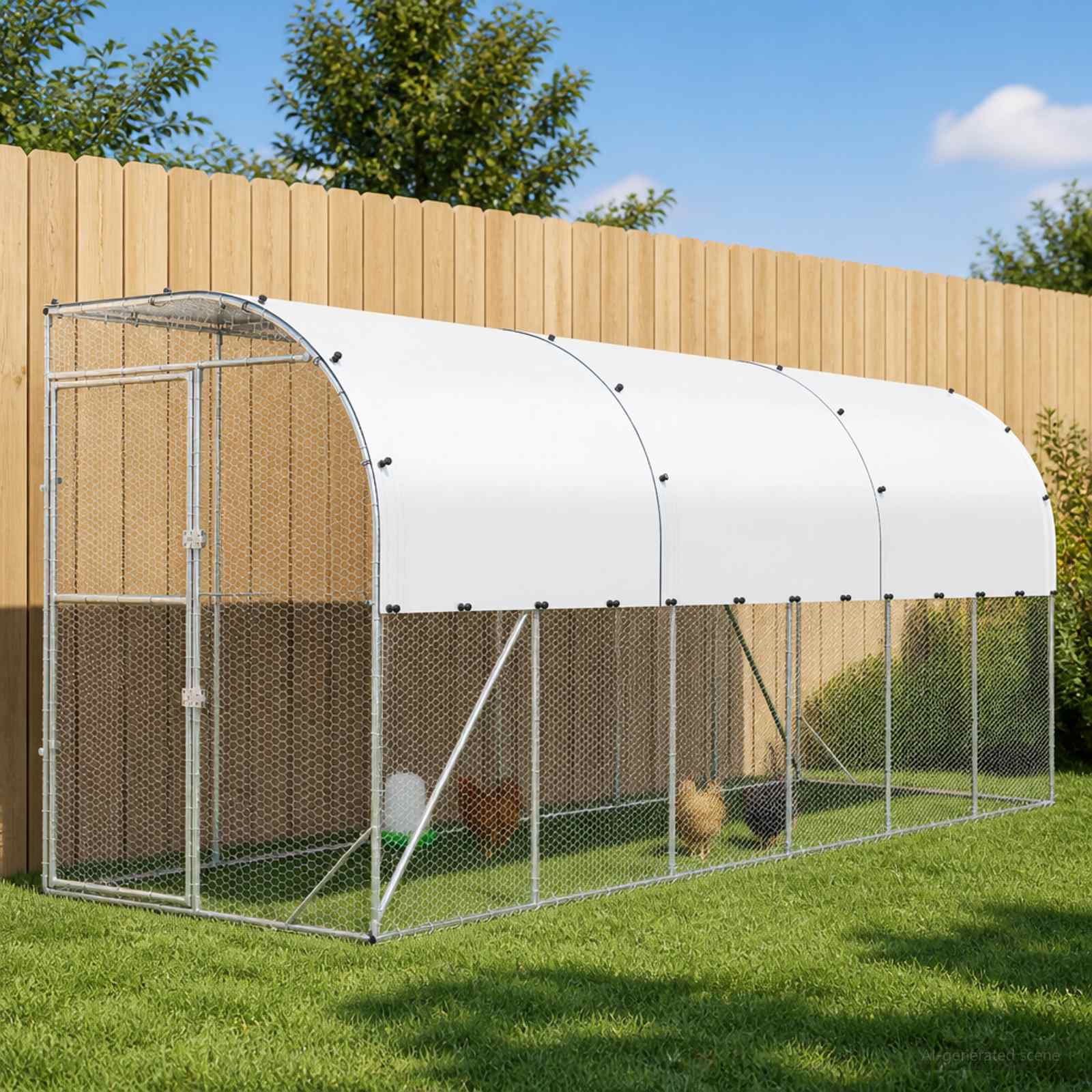 Gabbia per Polli Contro il Muro Argento 600 x 150 x 215 cm