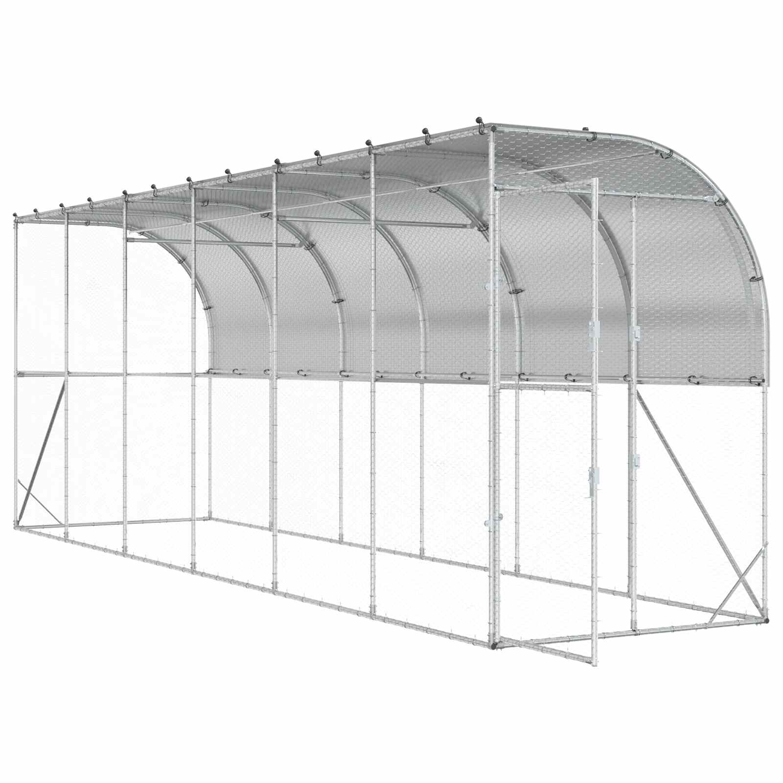 Gabbia per Polli Contro il Muro Argento 600 x 150 x 215 cm