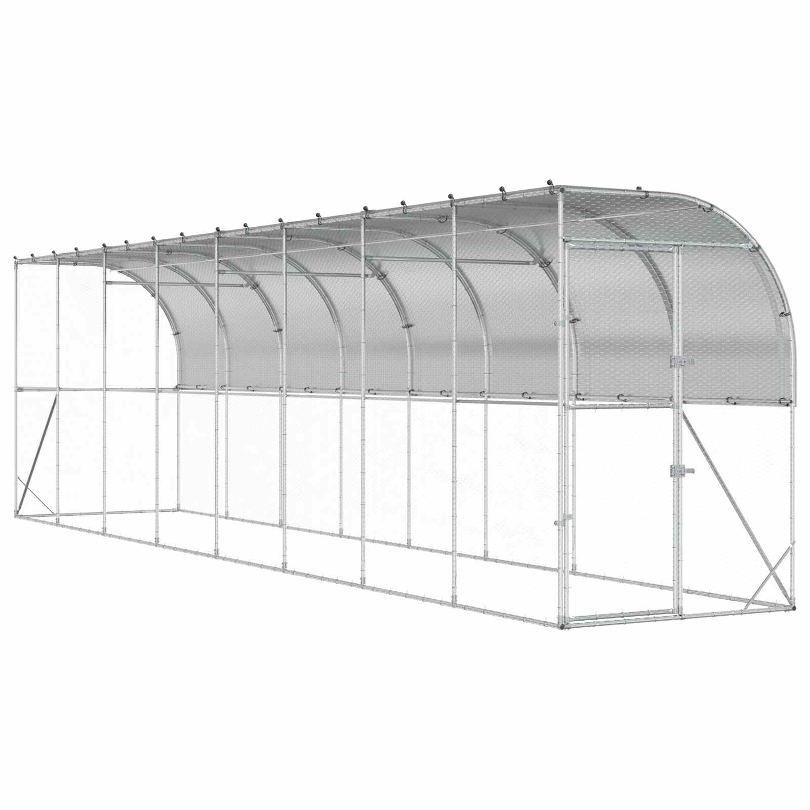 Gabbia per Polli Contro il Muro Argento 600 x 150 x 215 cm