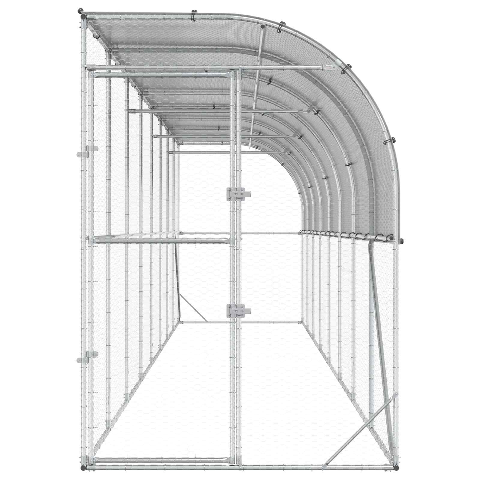 Gabbia per Polli Contro il Muro Argento 600 x 150 x 215 cm