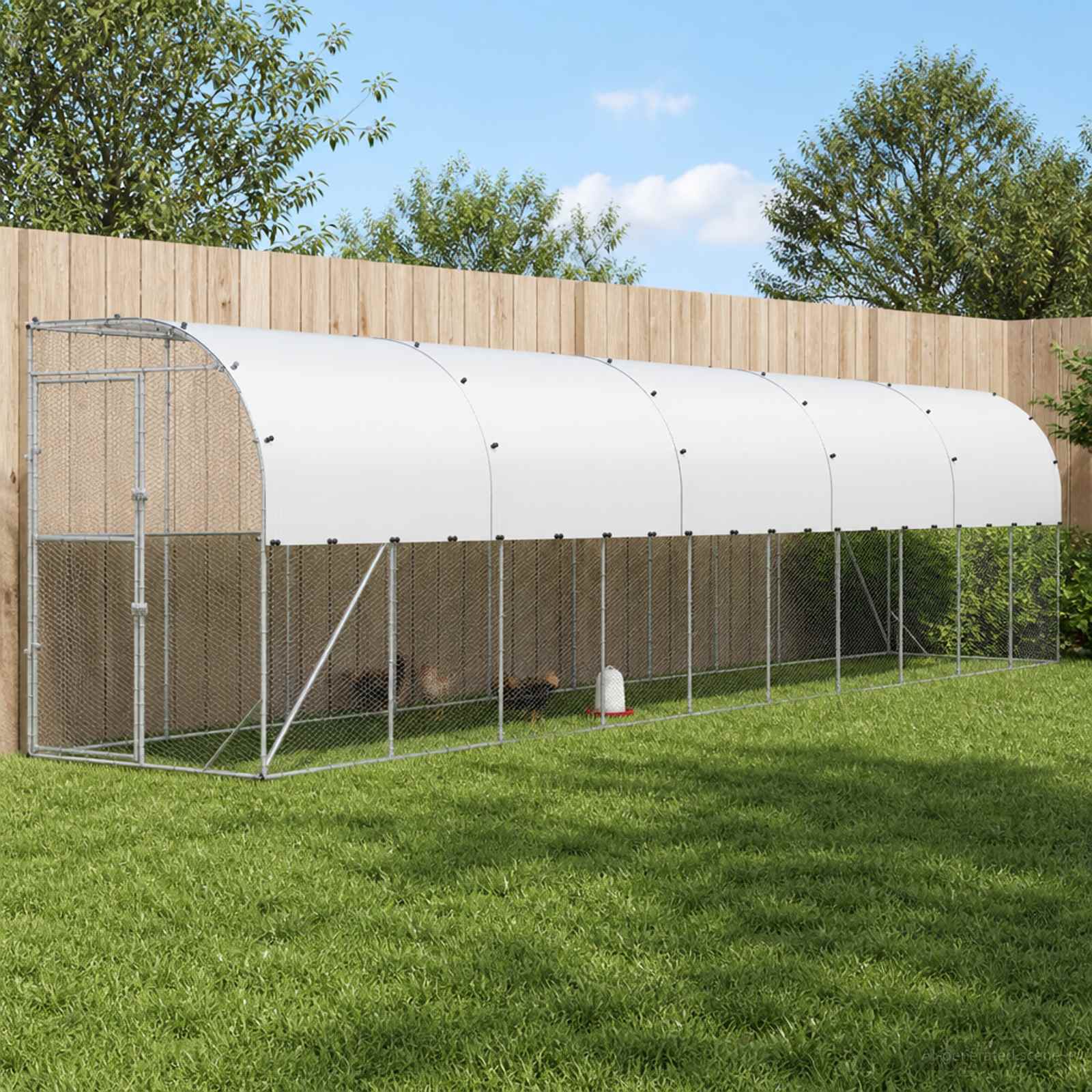Gabbia per Polli Contro il Muro Argento 600 x 150 x 215 cm