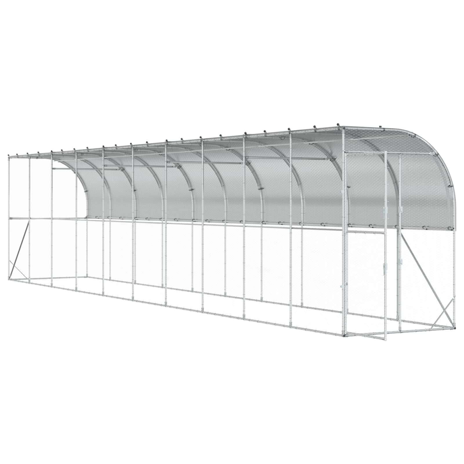 Gabbia per Polli Contro il Muro Argento 600 x 150 x 215 cm