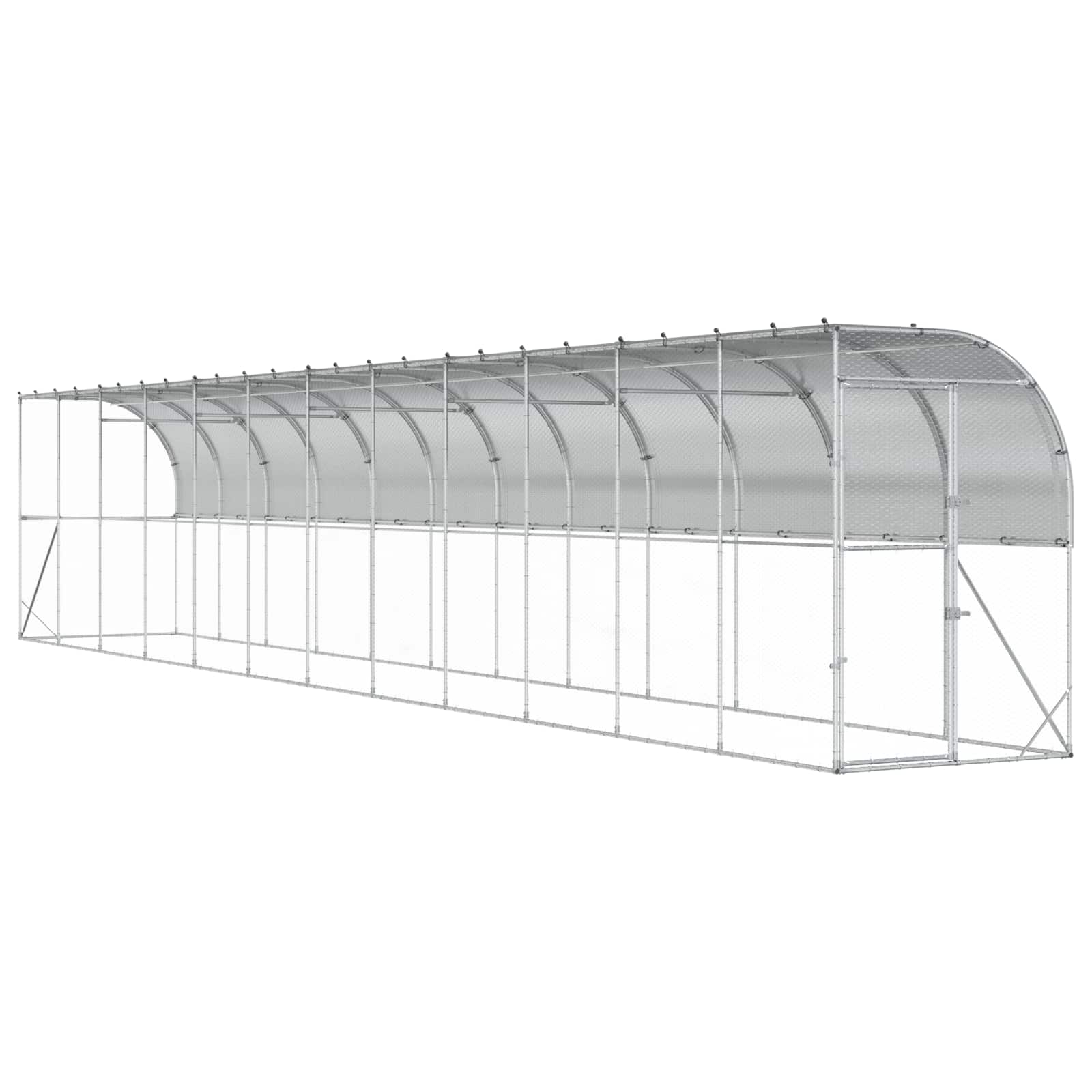 Gabbia per Polli Contro il Muro Argento 600 x 150 x 215 cm