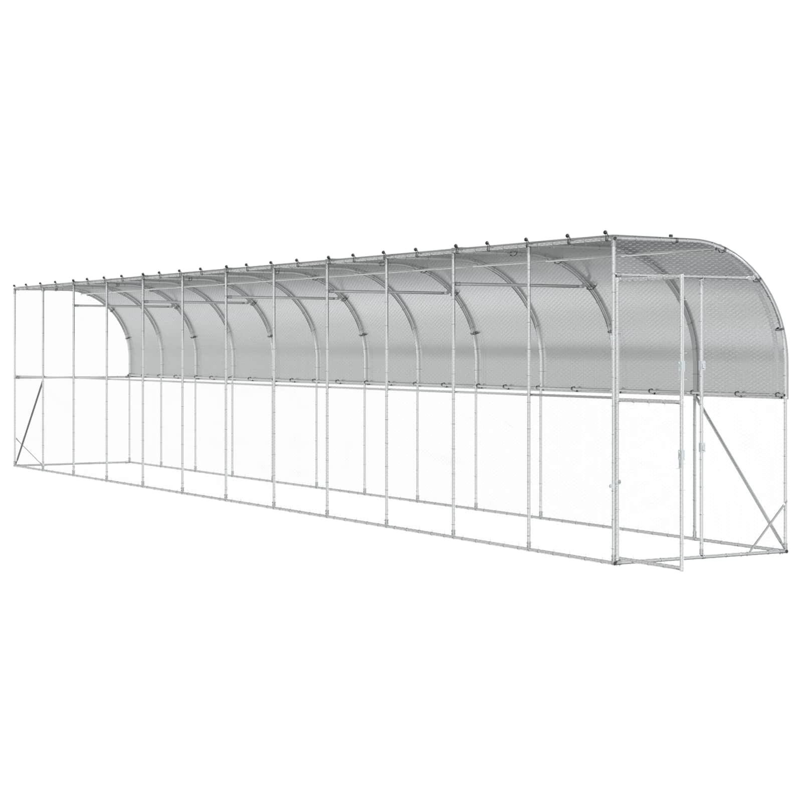 Gabbia per Polli Contro il Muro Argento 600 x 150 x 215 cm