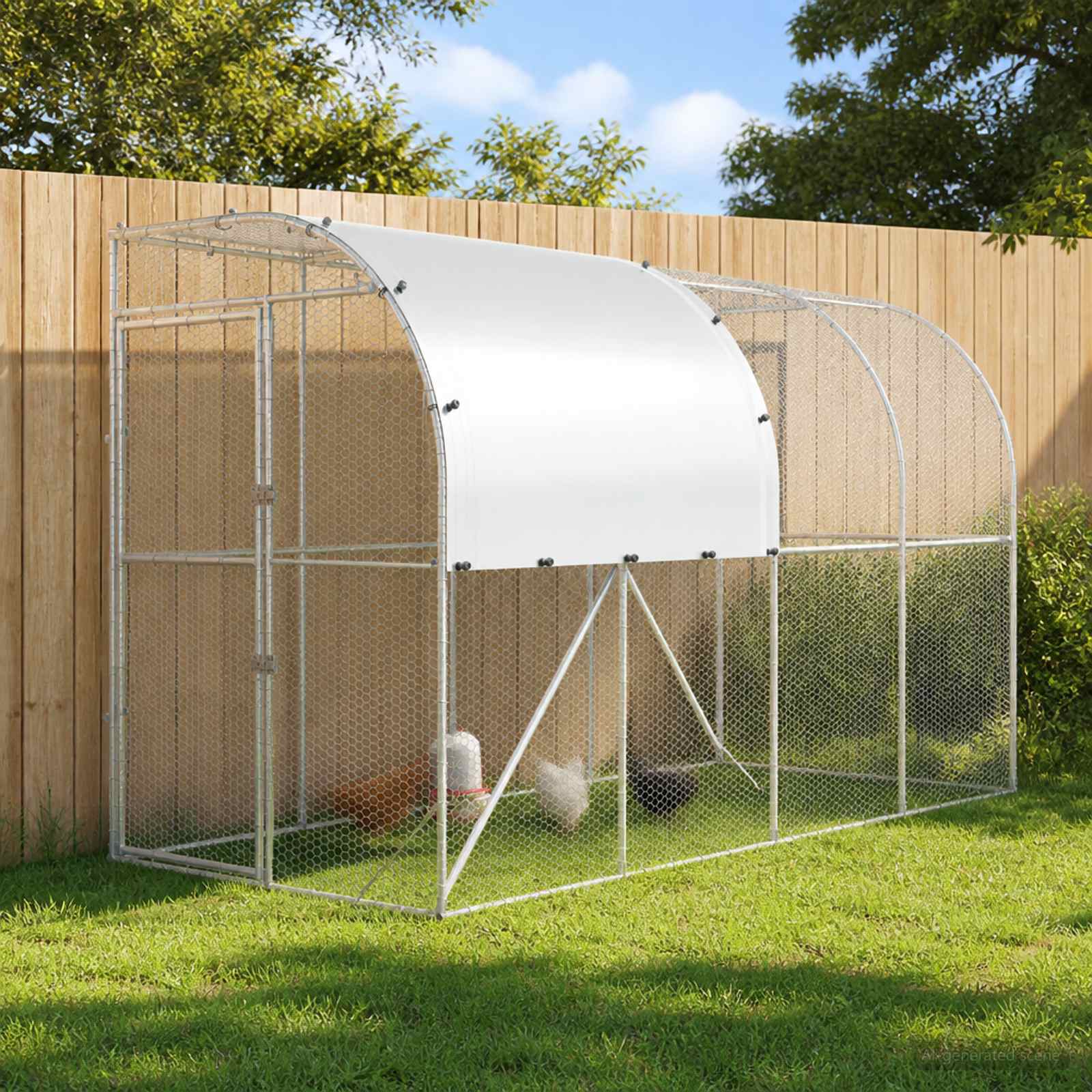 Gabbia per Polli Contro il Muro Argento 400 x 100 x 215 cm