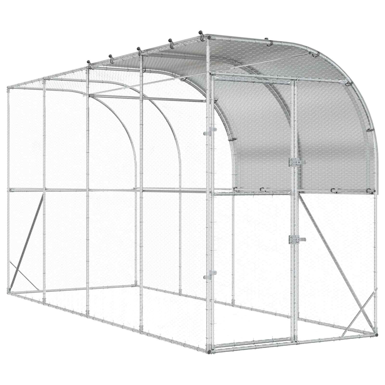 Gabbia per Polli Contro il Muro Argento 400 x 100 x 215 cm