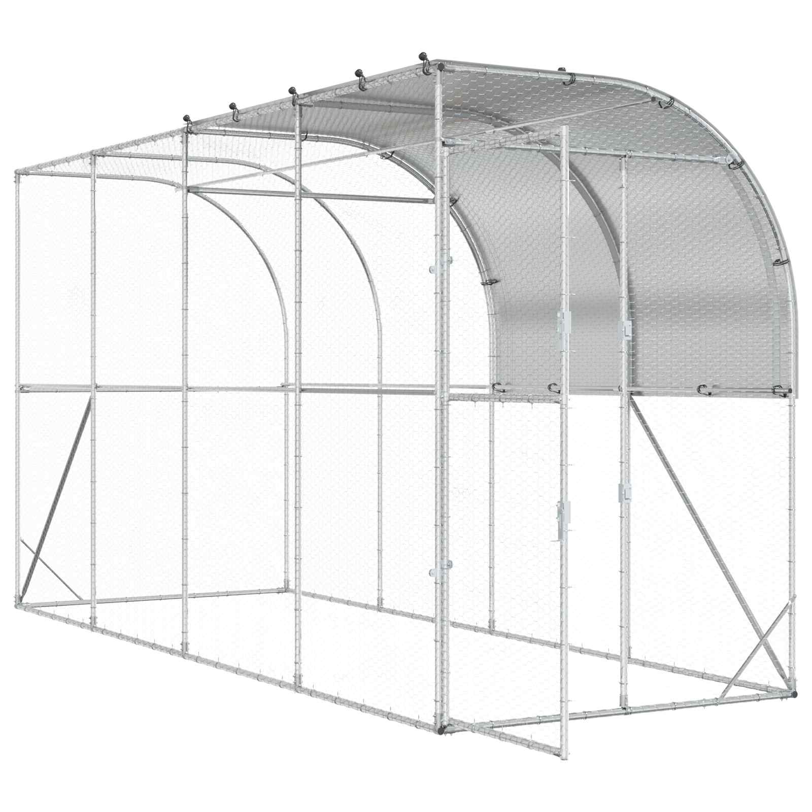 Gabbia per Polli Contro il Muro Argento 400 x 100 x 215 cm