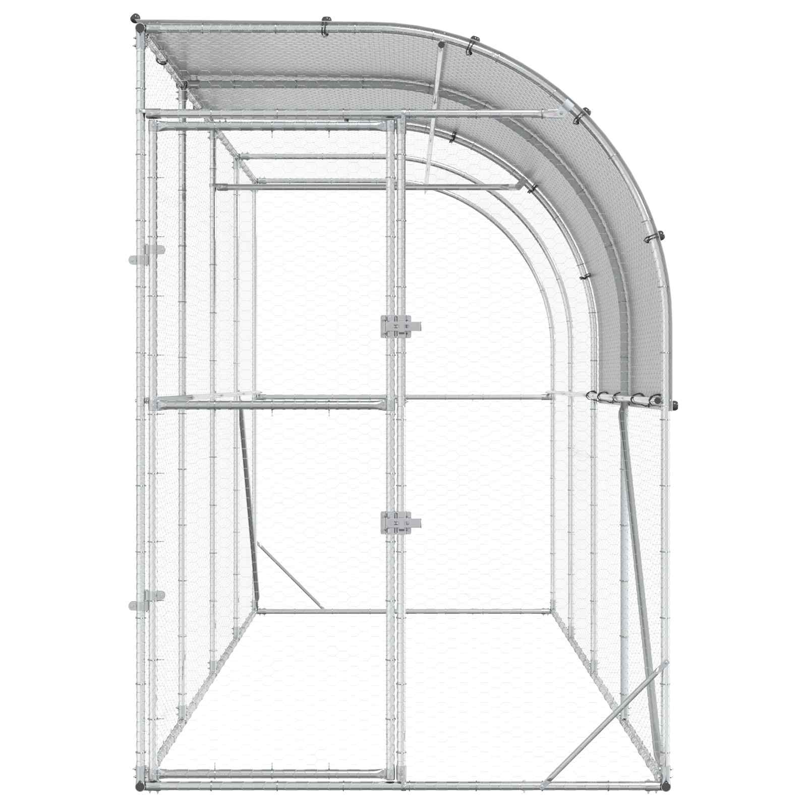 Gabbia per Polli Contro il Muro Argento 400 x 100 x 215 cm
