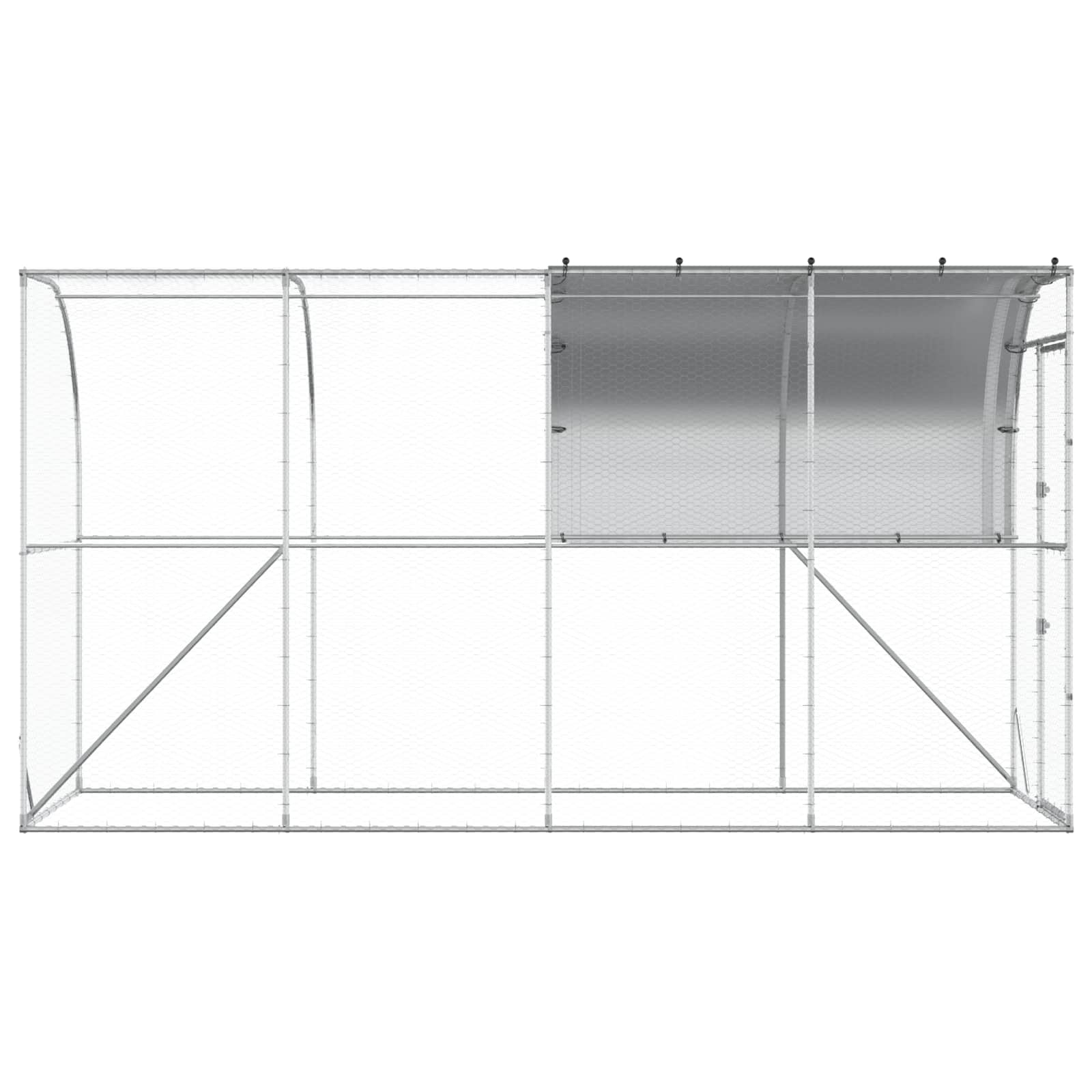 Gabbia per Polli Contro il Muro Argento 400 x 100 x 215 cm