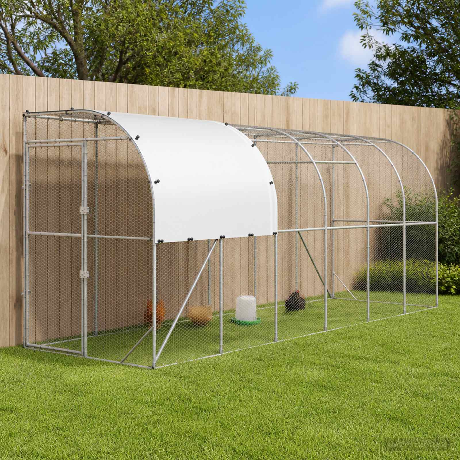 Gabbia per Polli Contro il Muro Argento 600 x 100 x 215 cm