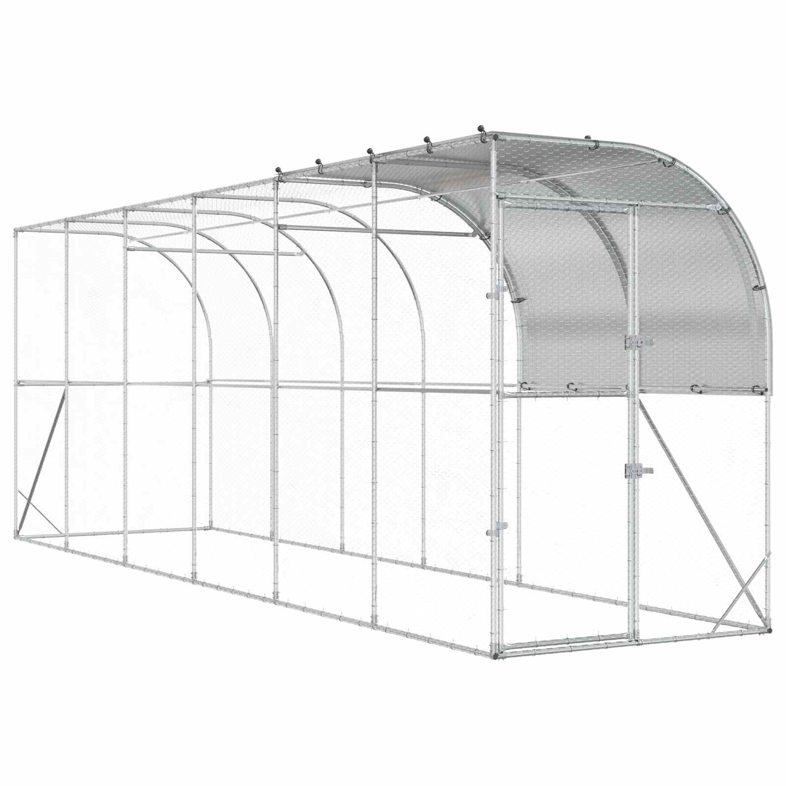 Gabbia per Polli Contro il Muro Argento 600 x 100 x 215 cm