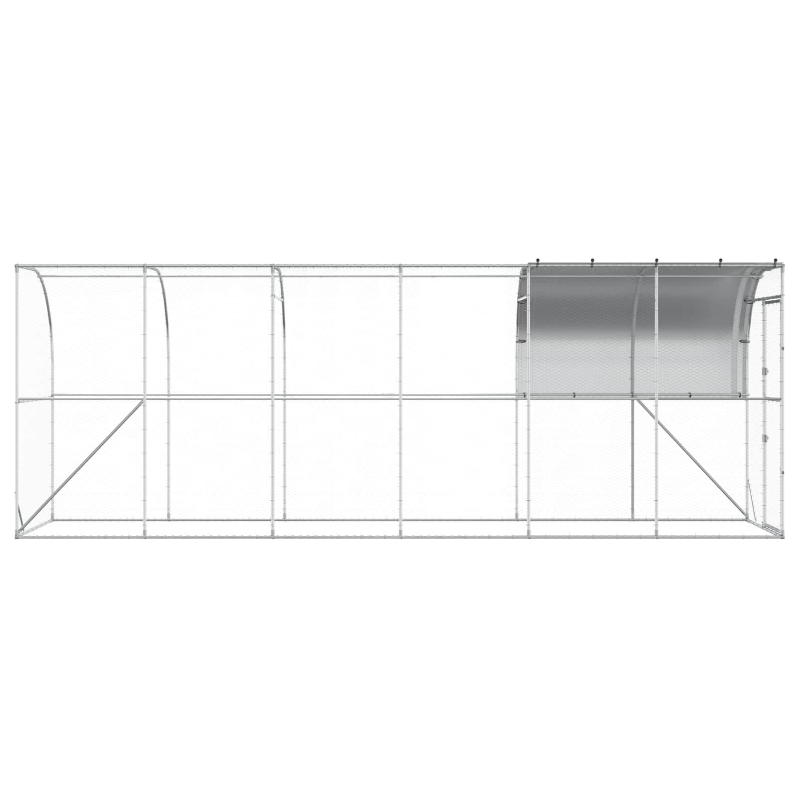 Gabbia per Polli Contro il Muro Argento 600 x 100 x 215 cm