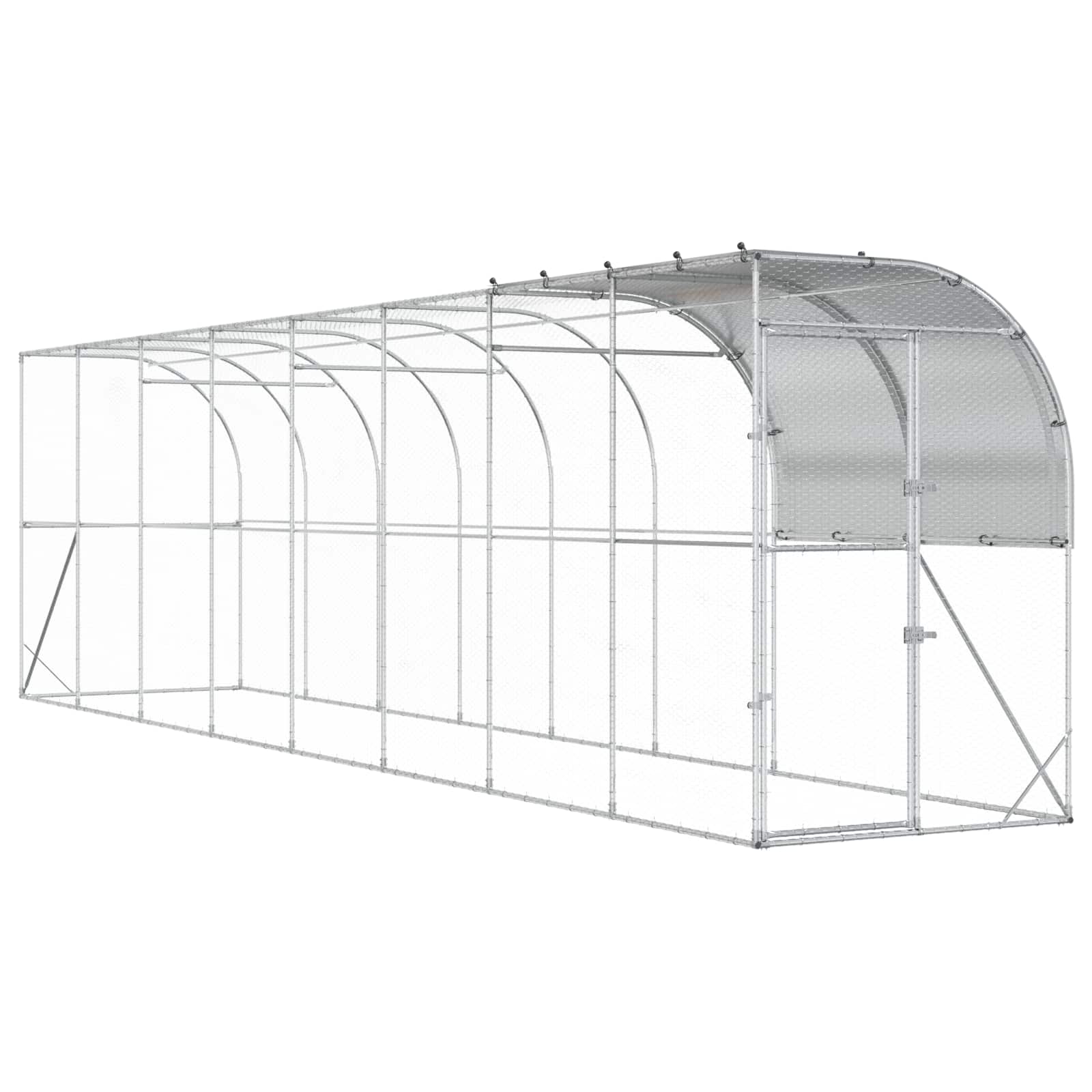 Gabbia per Polli Contro il Muro Argento 800 x 100 x 215 cm