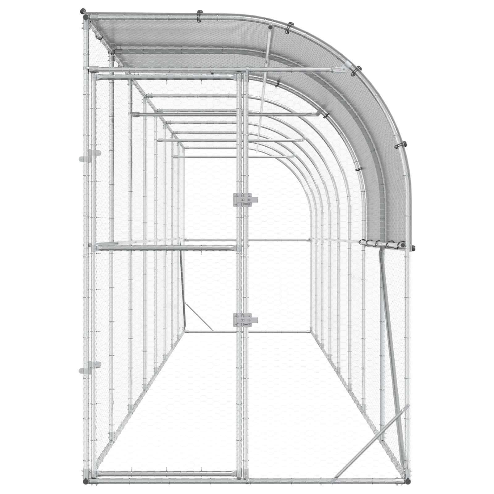 Gabbia per Polli Contro il Muro Argento 800 x 100 x 215 cm