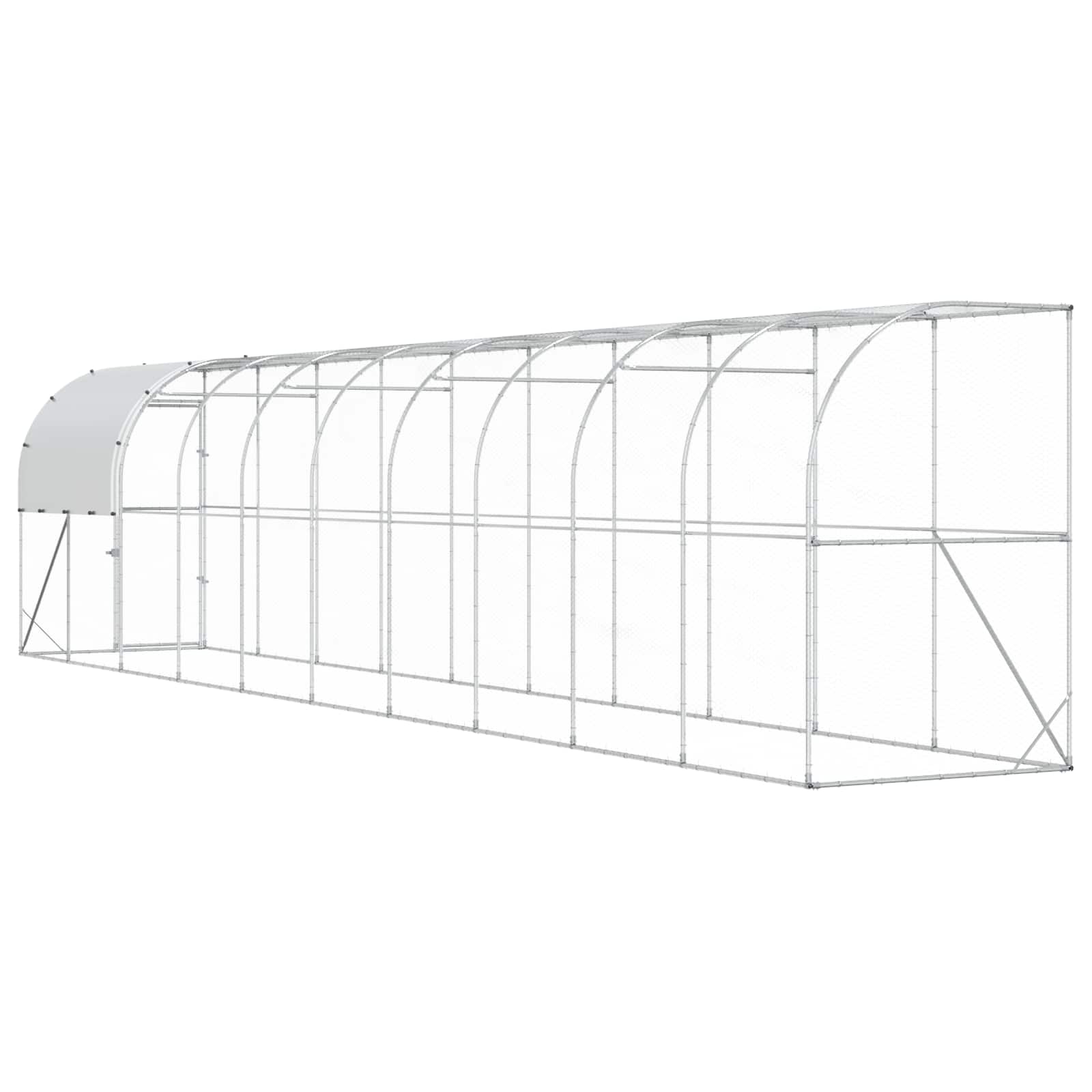Gabbia per Polli Contro il Muro Argento 1000 x 100 x 215 cm