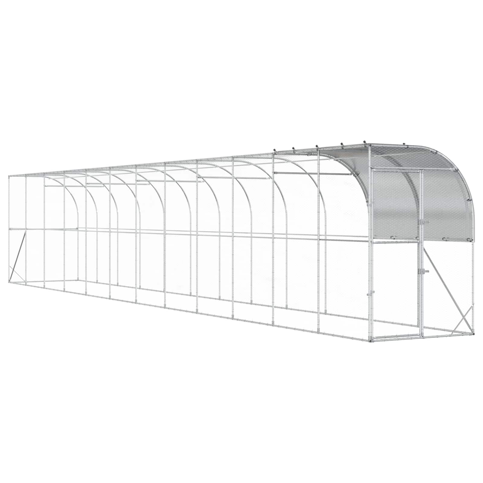 Gabbia per Polli Contro il Muro Argento 1200 x 100 x 215 cm