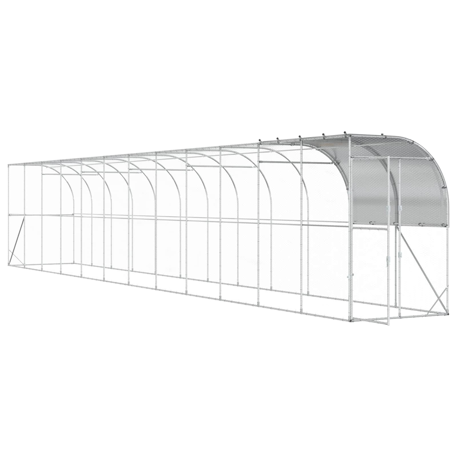 Gabbia per Polli Contro il Muro Argento 1200 x 100 x 215 cm