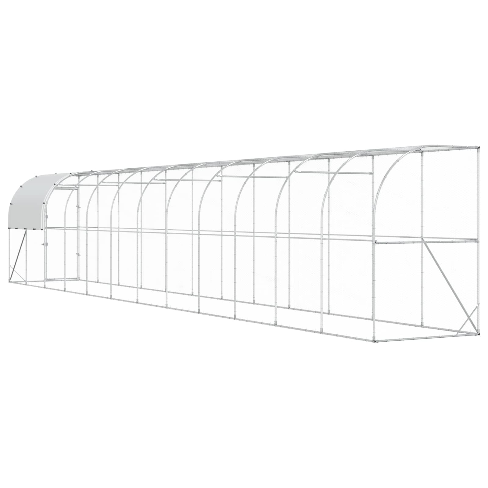 Gabbia per Polli Contro il Muro Argento 1200 x 100 x 215 cm