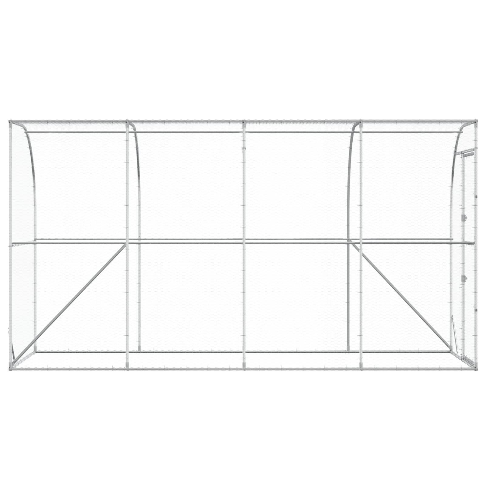 Gabbia per Polli Contro il Muro Argento 600 x 150 x 215 cm