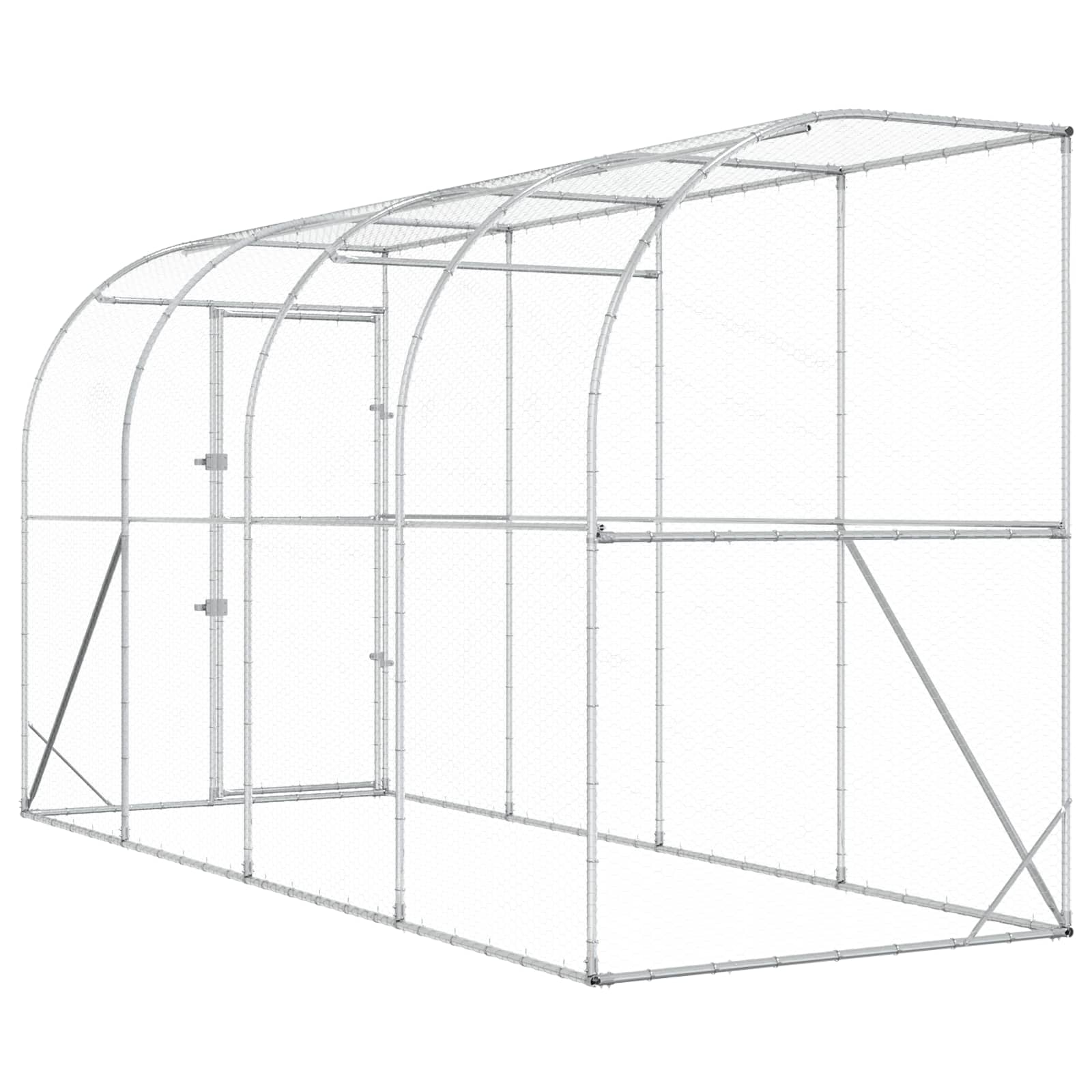 Gabbia per Polli Contro il Muro Argento 600 x 150 x 215 cm