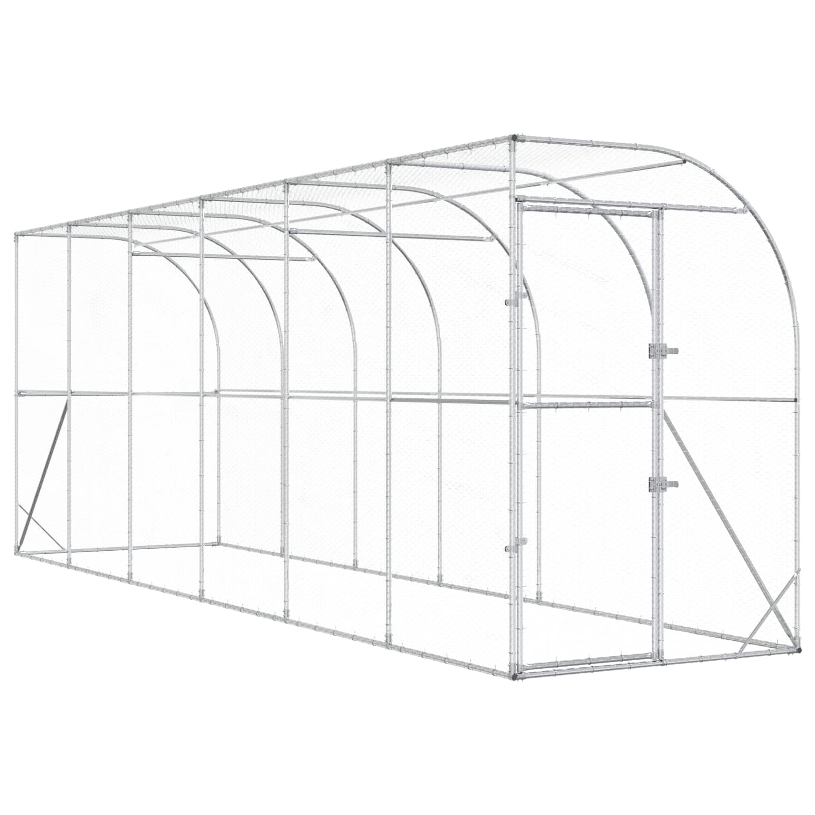 Gabbia per Polli Contro il Muro Argento 600 x 150 x 215 cm