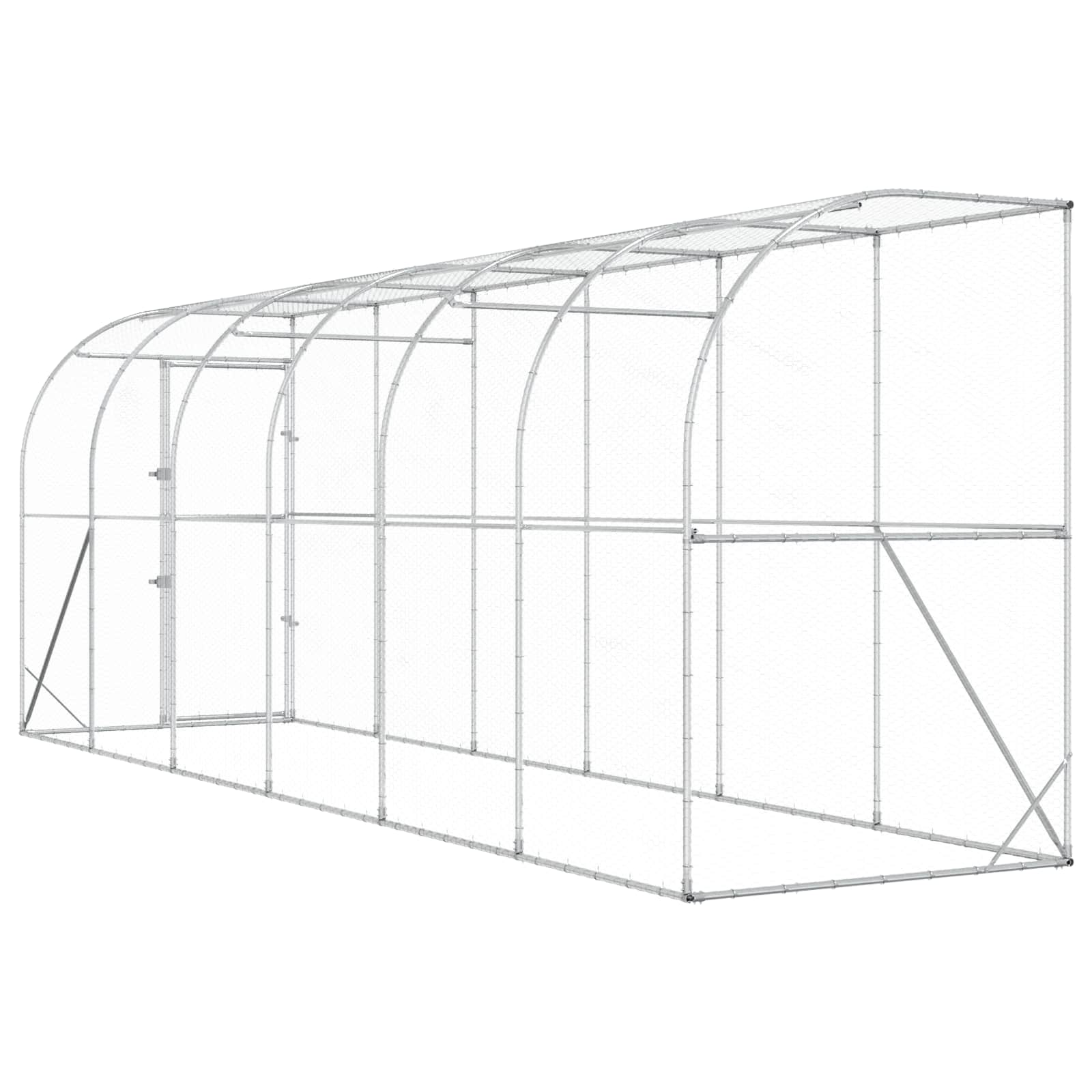 Gabbia per Polli Contro il Muro Argento 600 x 150 x 215 cm