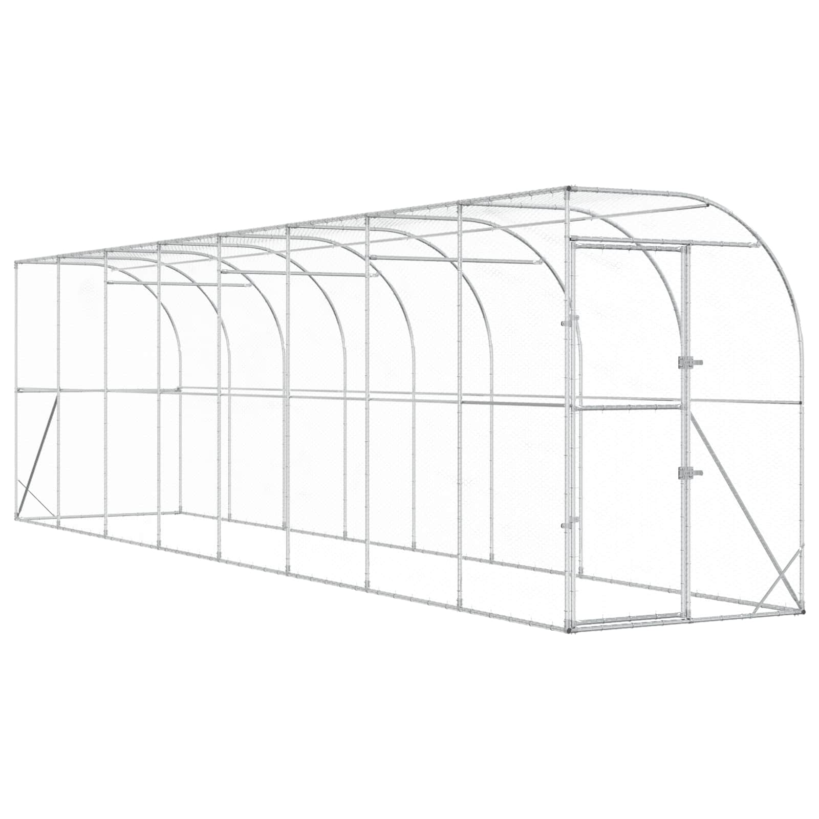 Gabbia per Polli Contro il Muro Argento 600 x 150 x 215 cm