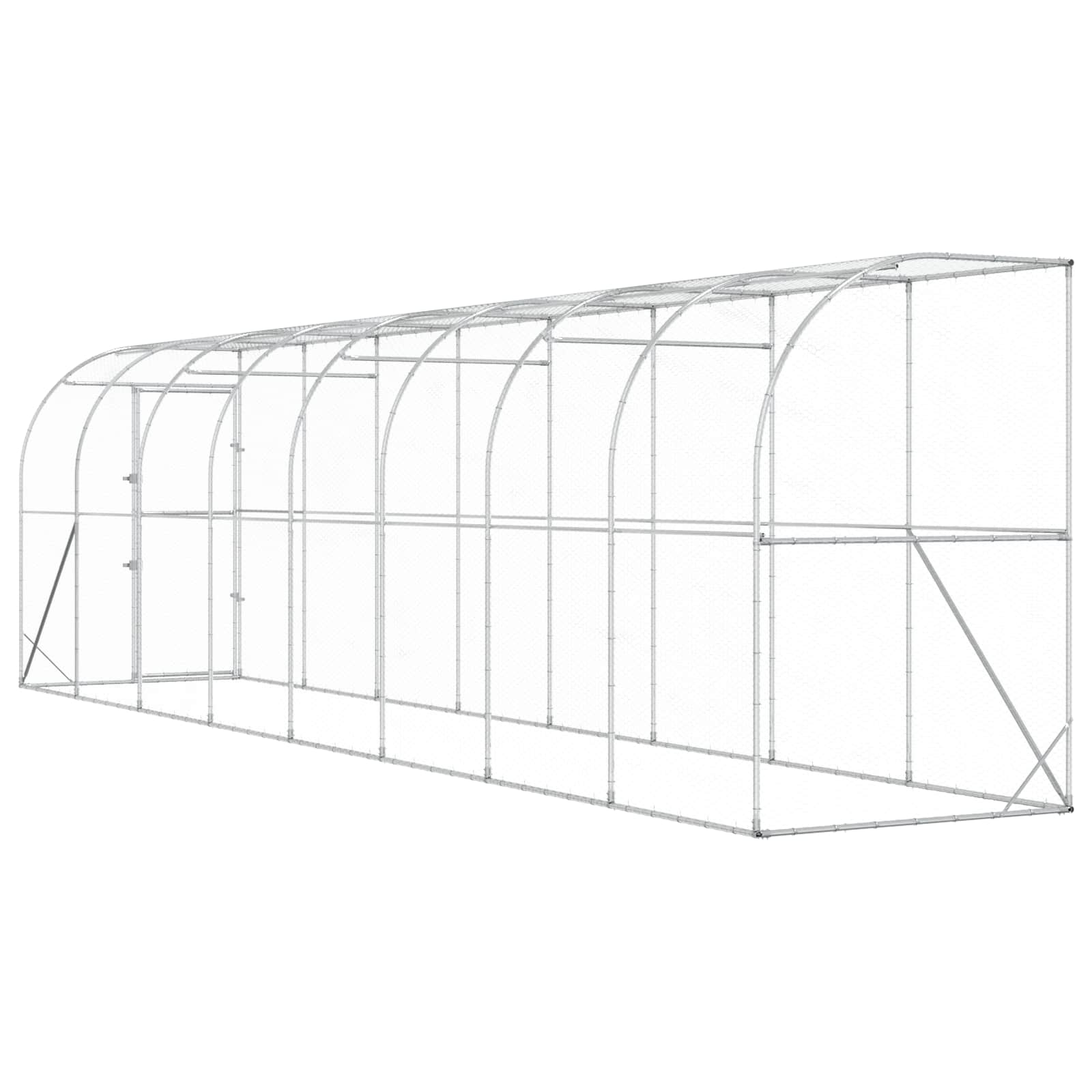 Gabbia per Polli Contro il Muro Argento 600 x 150 x 215 cm