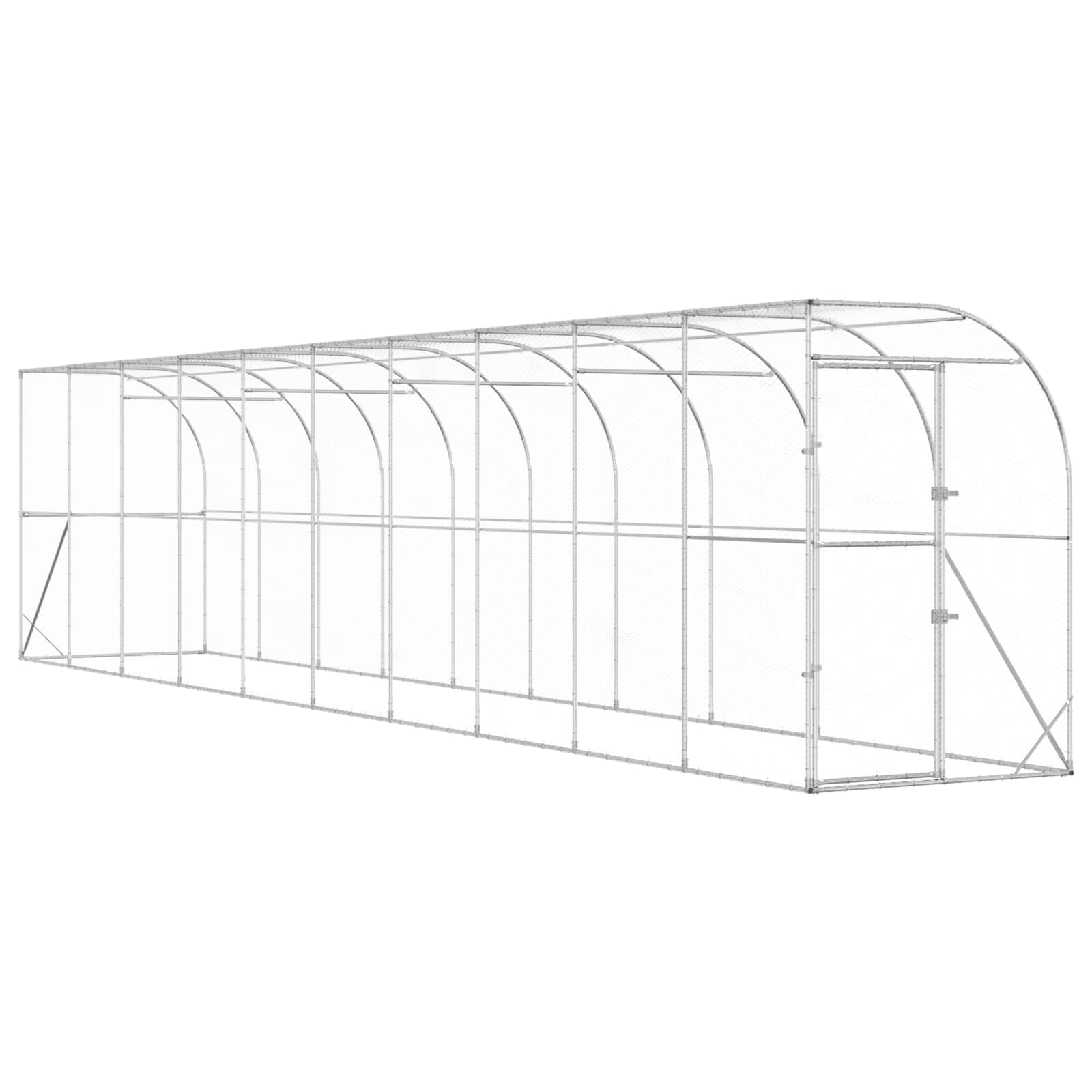 Gabbia per Polli Contro il Muro Argento 600 x 150 x 215 cm