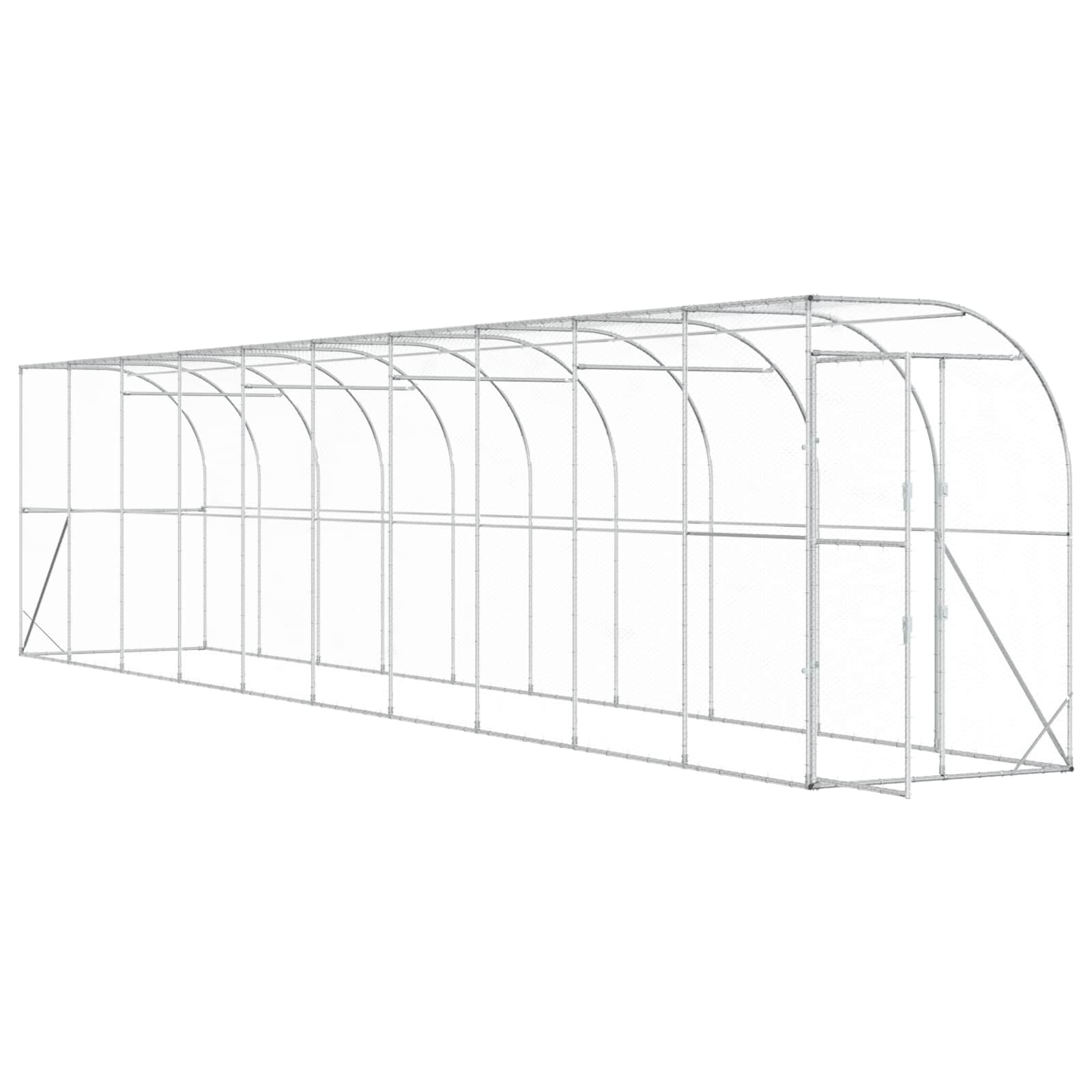 Gabbia per Polli Contro il Muro Argento 600 x 150 x 215 cm