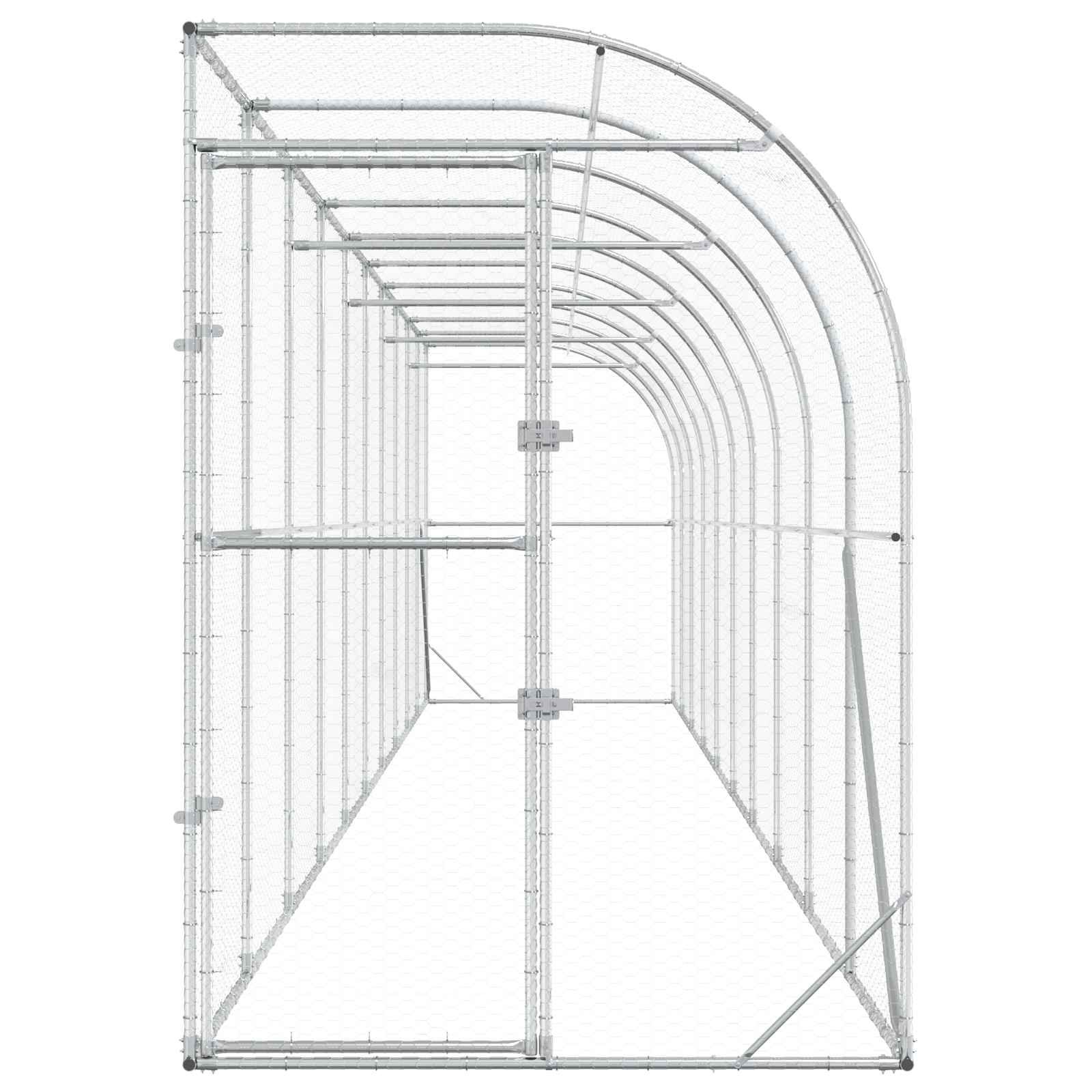 Gabbia per Polli Contro il Muro Argento 600 x 150 x 215 cm