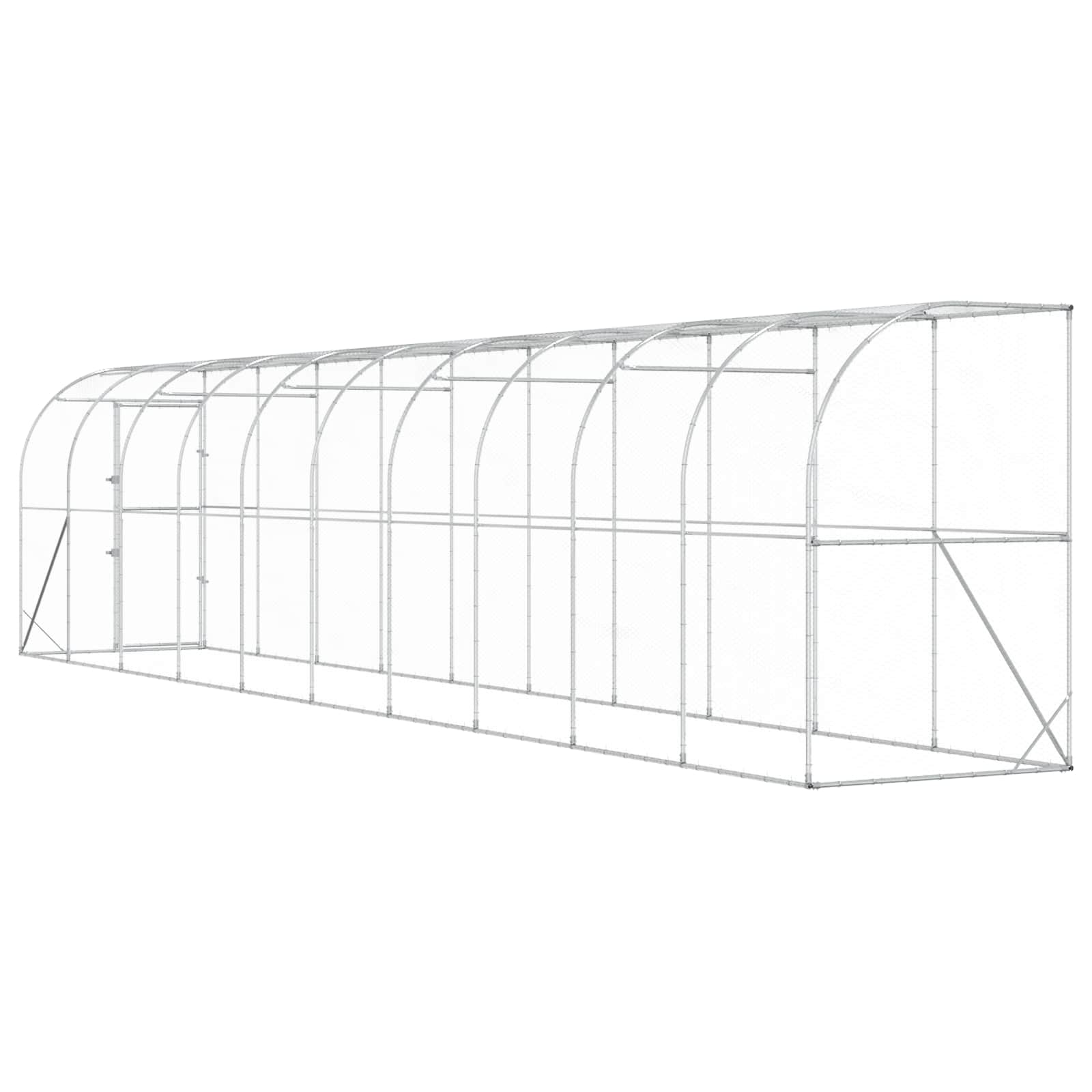 Gabbia per Polli Contro il Muro Argento 600 x 150 x 215 cm