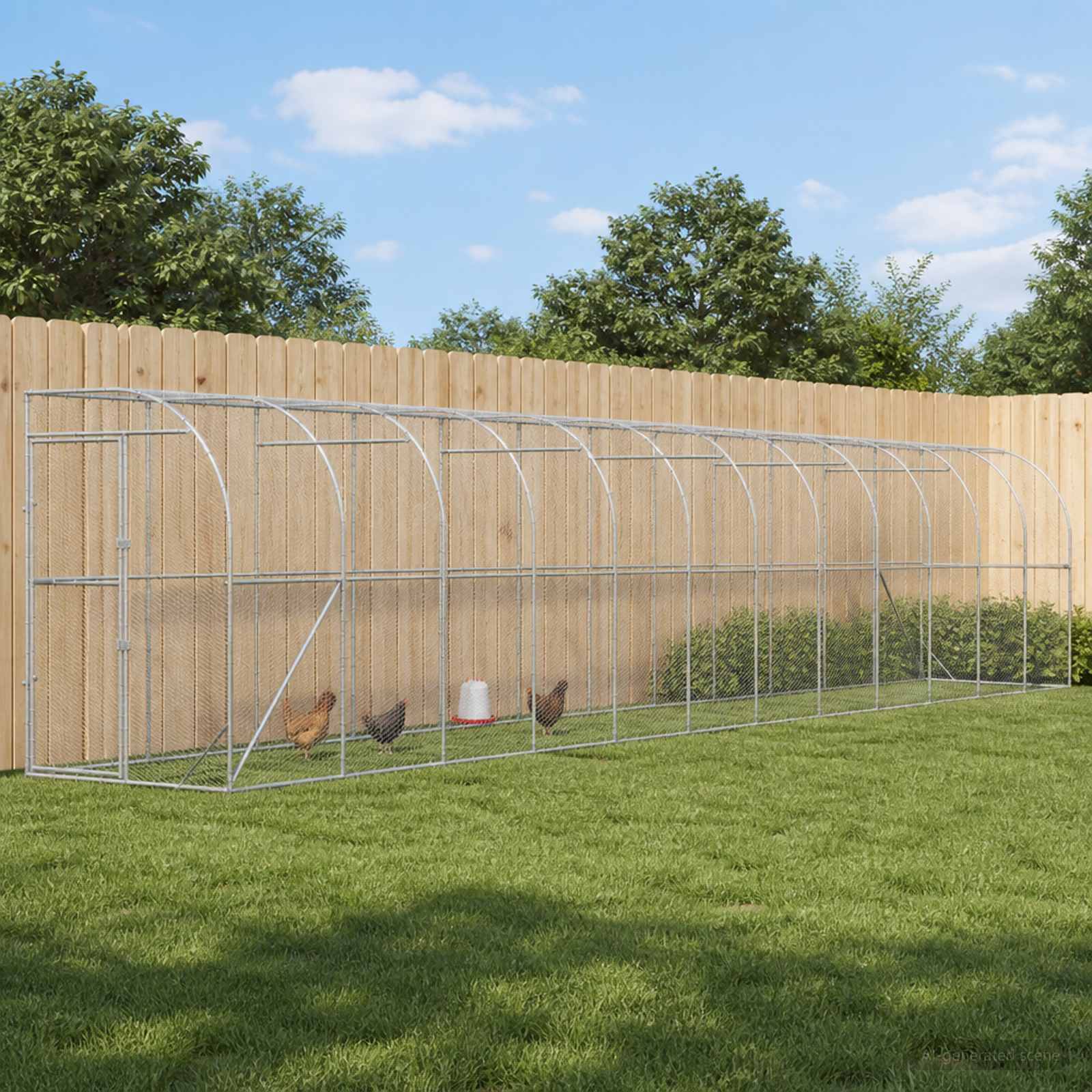 Gabbia per Polli Contro il Muro Argento 600 x 150 x 215 cm
