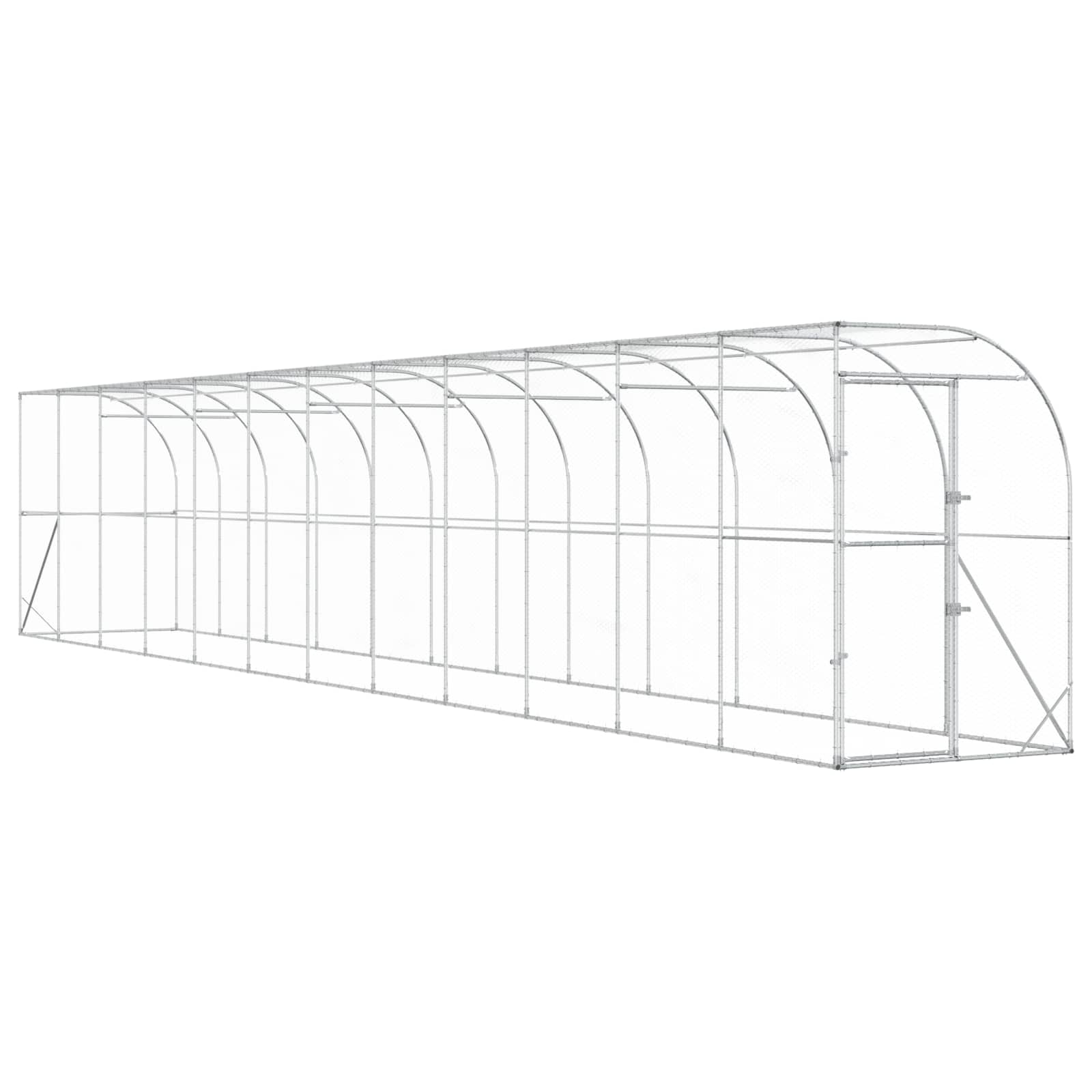 Gabbia per Polli Contro il Muro Argento 600 x 150 x 215 cm