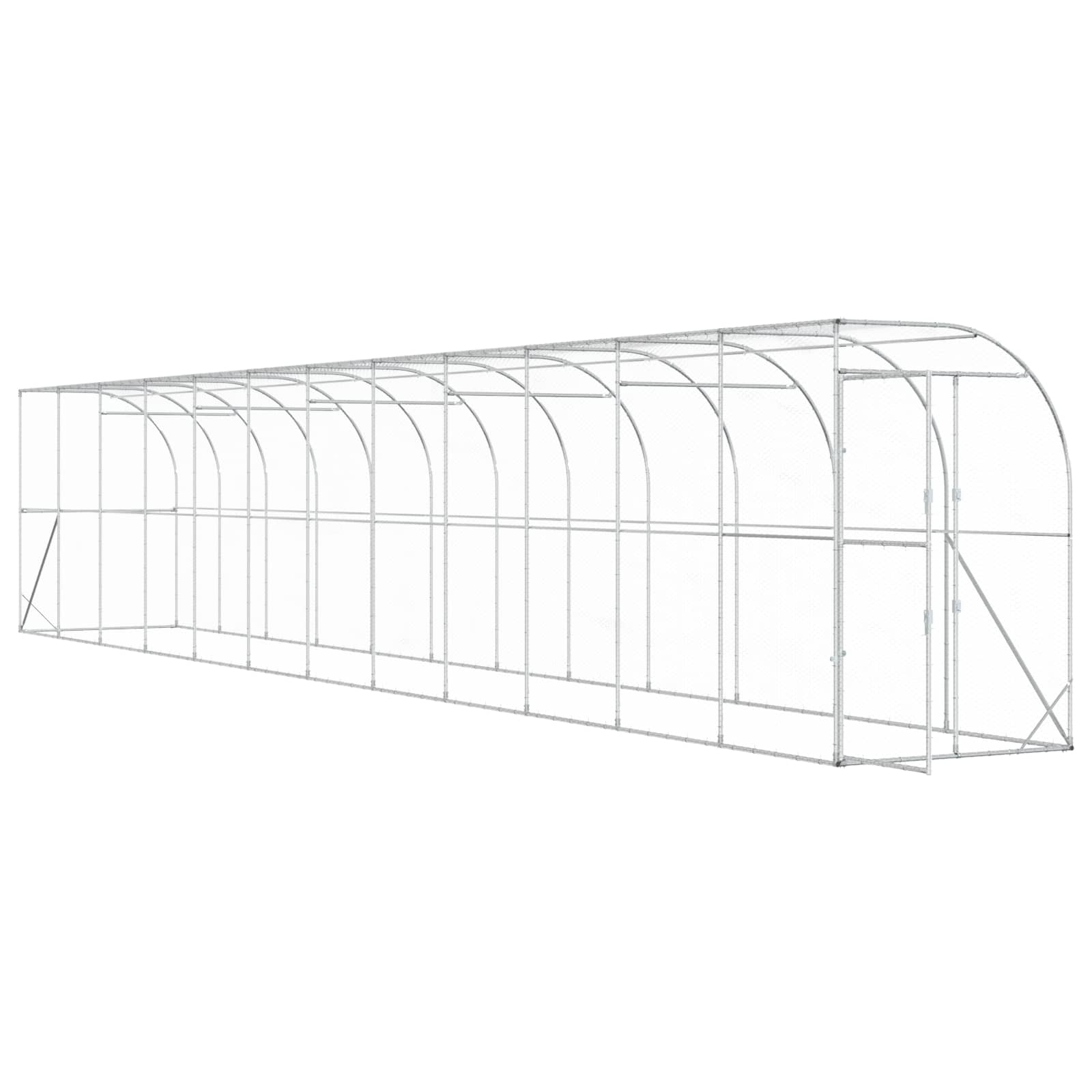 Gabbia per Polli Contro il Muro Argento 600 x 150 x 215 cm