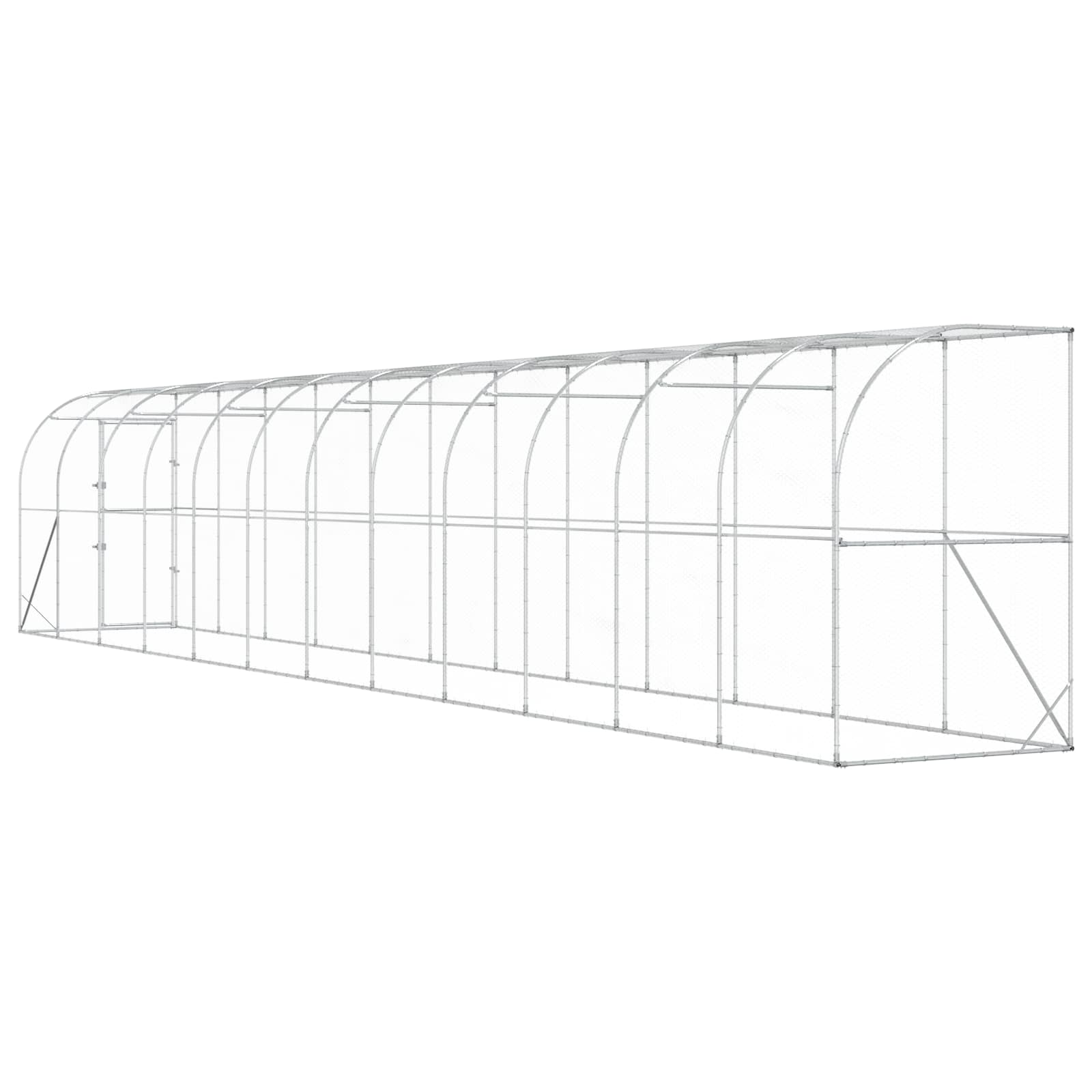 Gabbia per Polli Contro il Muro Argento 600 x 150 x 215 cm