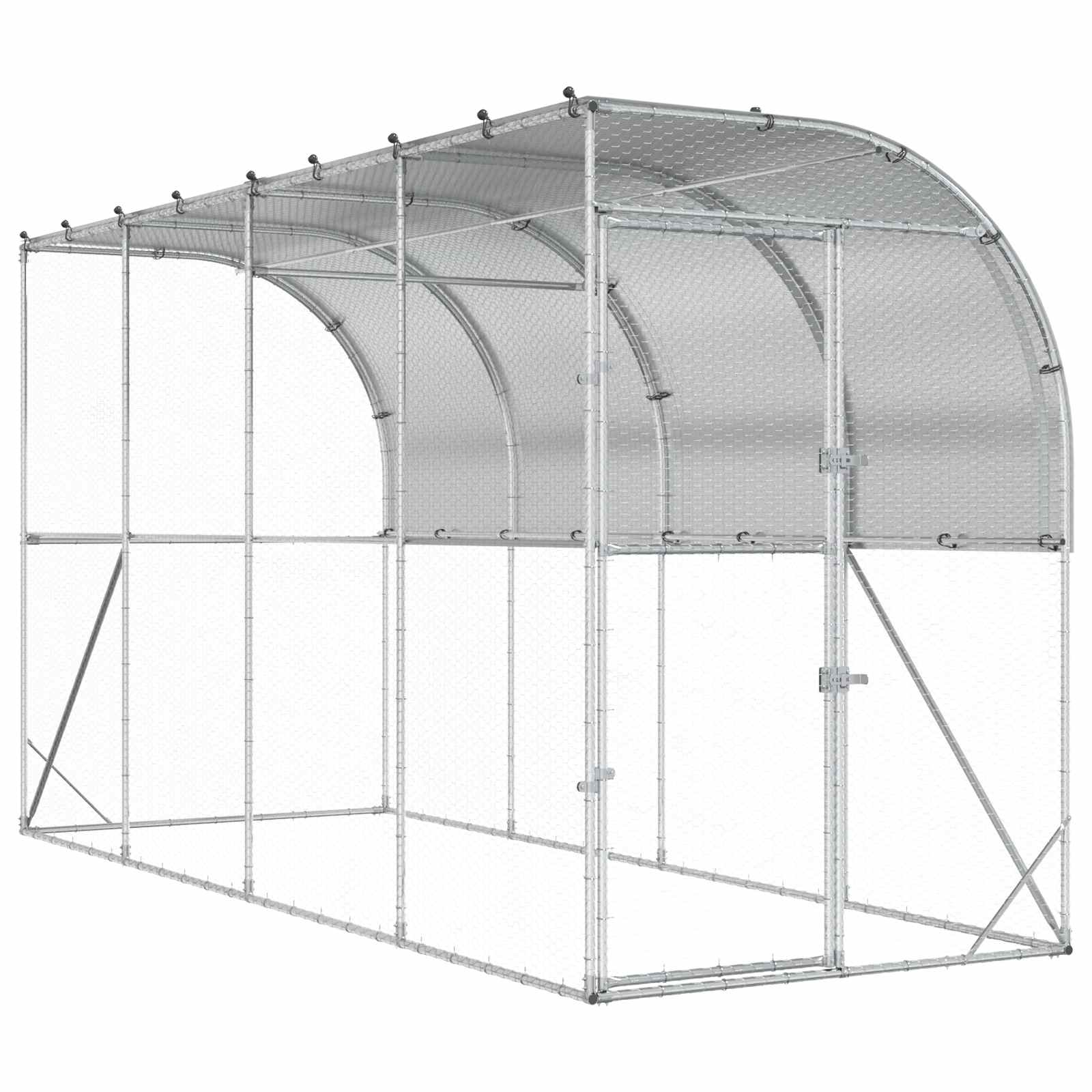 Gabbia per Polli Contro il Muro Argento 600 x 150 x 215 cm