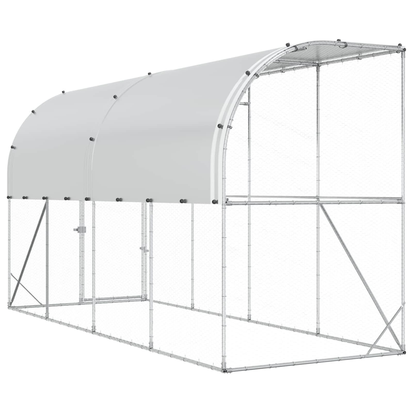 Gabbia per Polli Contro il Muro Argento 600 x 150 x 215 cm
