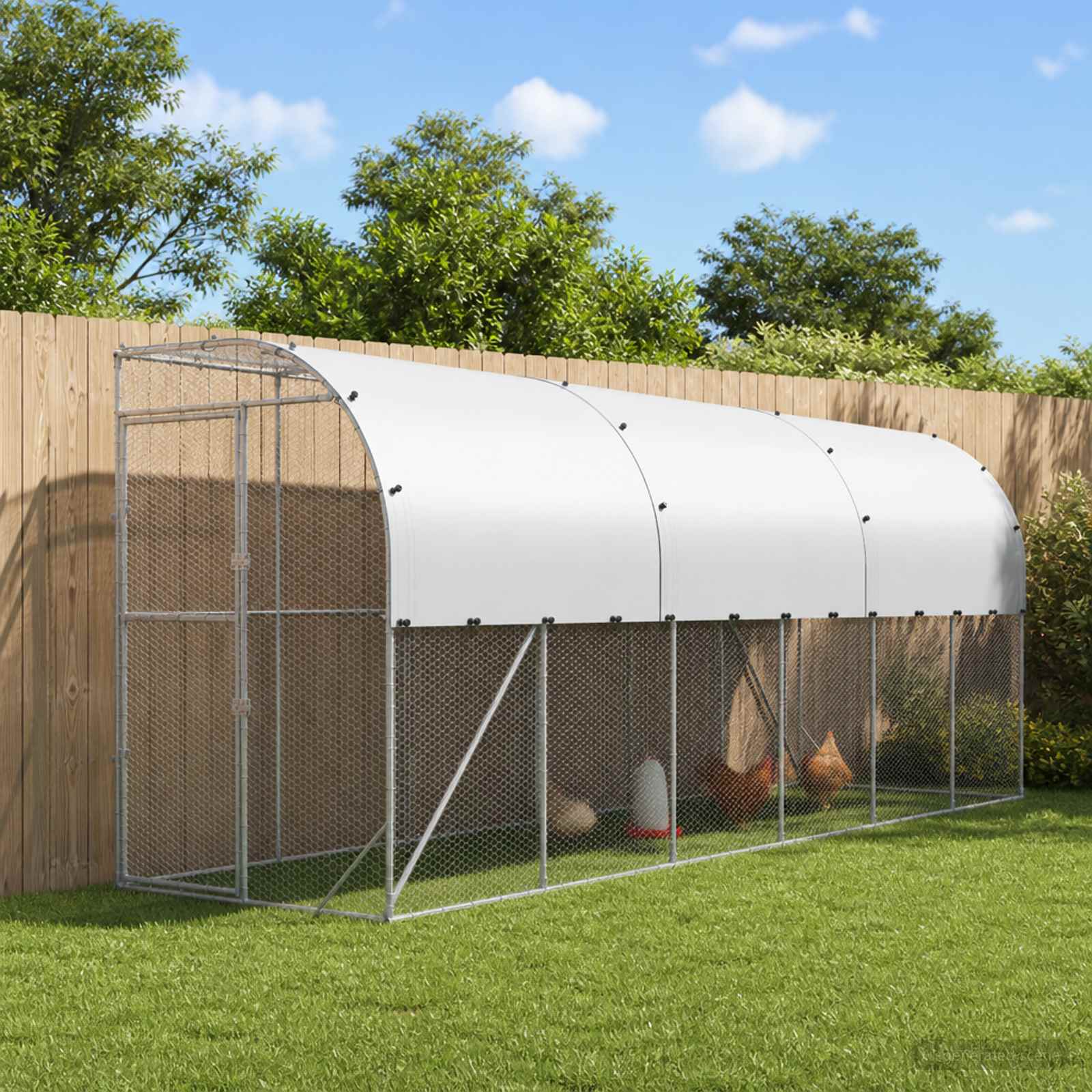 Gabbia per Polli Contro il Muro Argento 600 x 150 x 215 cm
