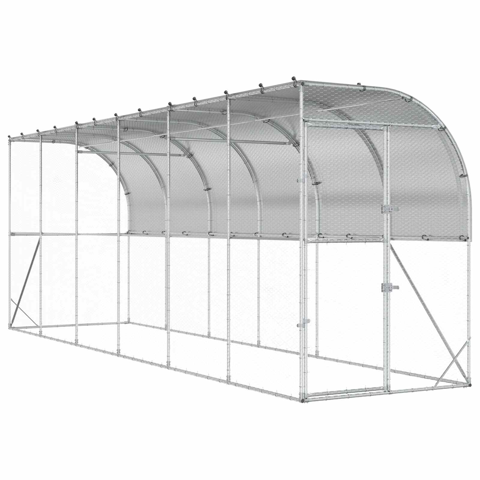 Gabbia per Polli Contro il Muro Argento 600 x 150 x 215 cm