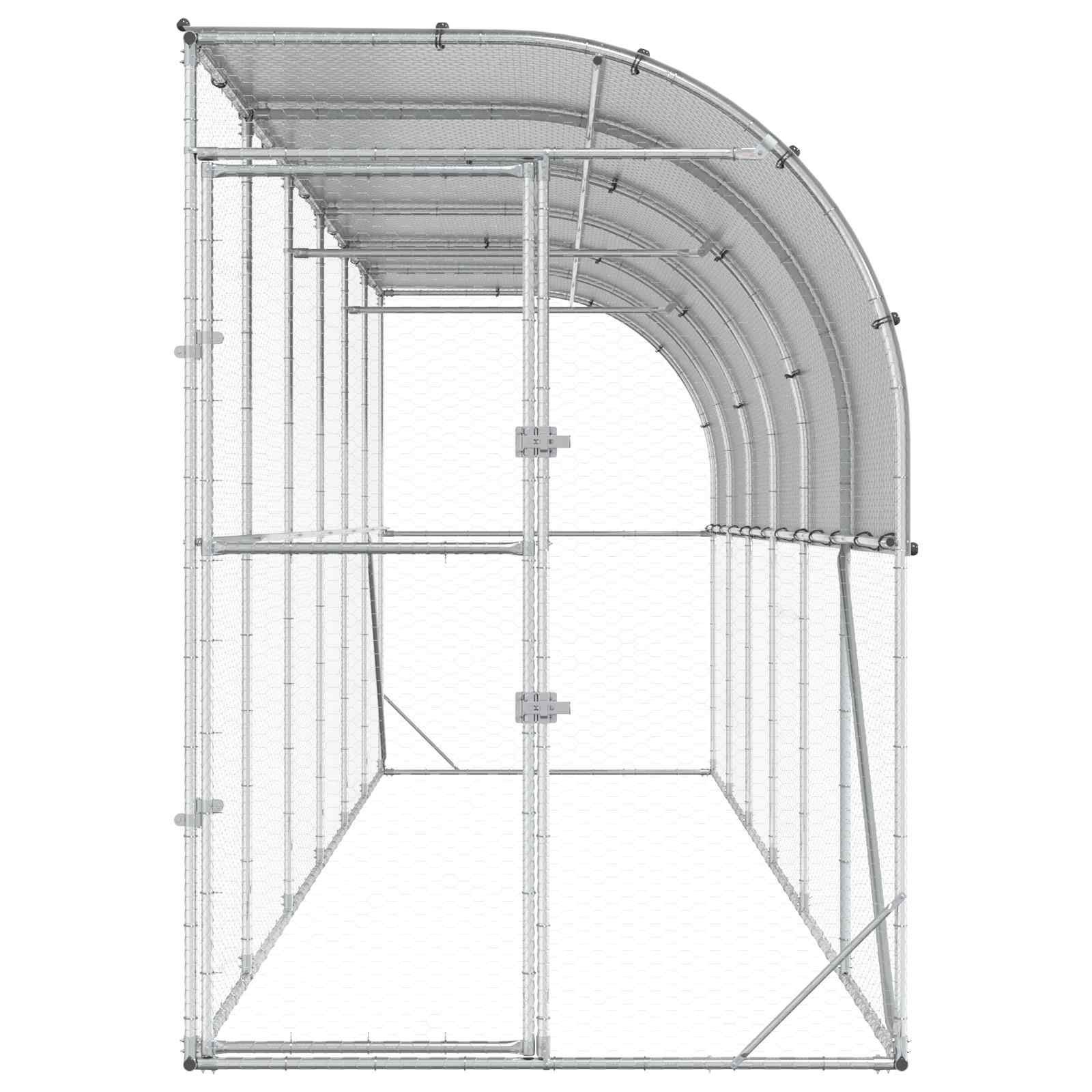 Gabbia per Polli Contro il Muro Argento 600 x 150 x 215 cm