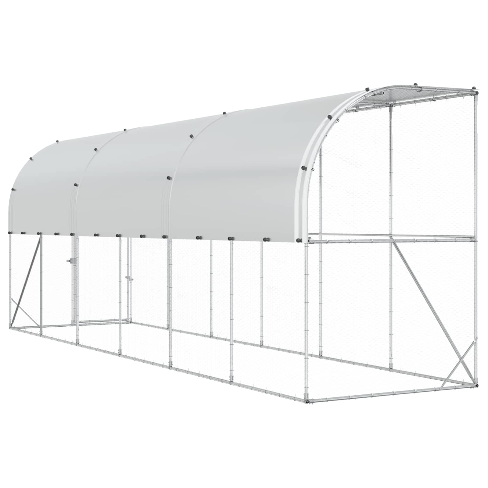 Gabbia per Polli Contro il Muro Argento 600 x 150 x 215 cm